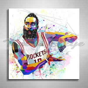 Abstract Basketball Canvas Wall Art Inspired by James Harden // NBA-JH01