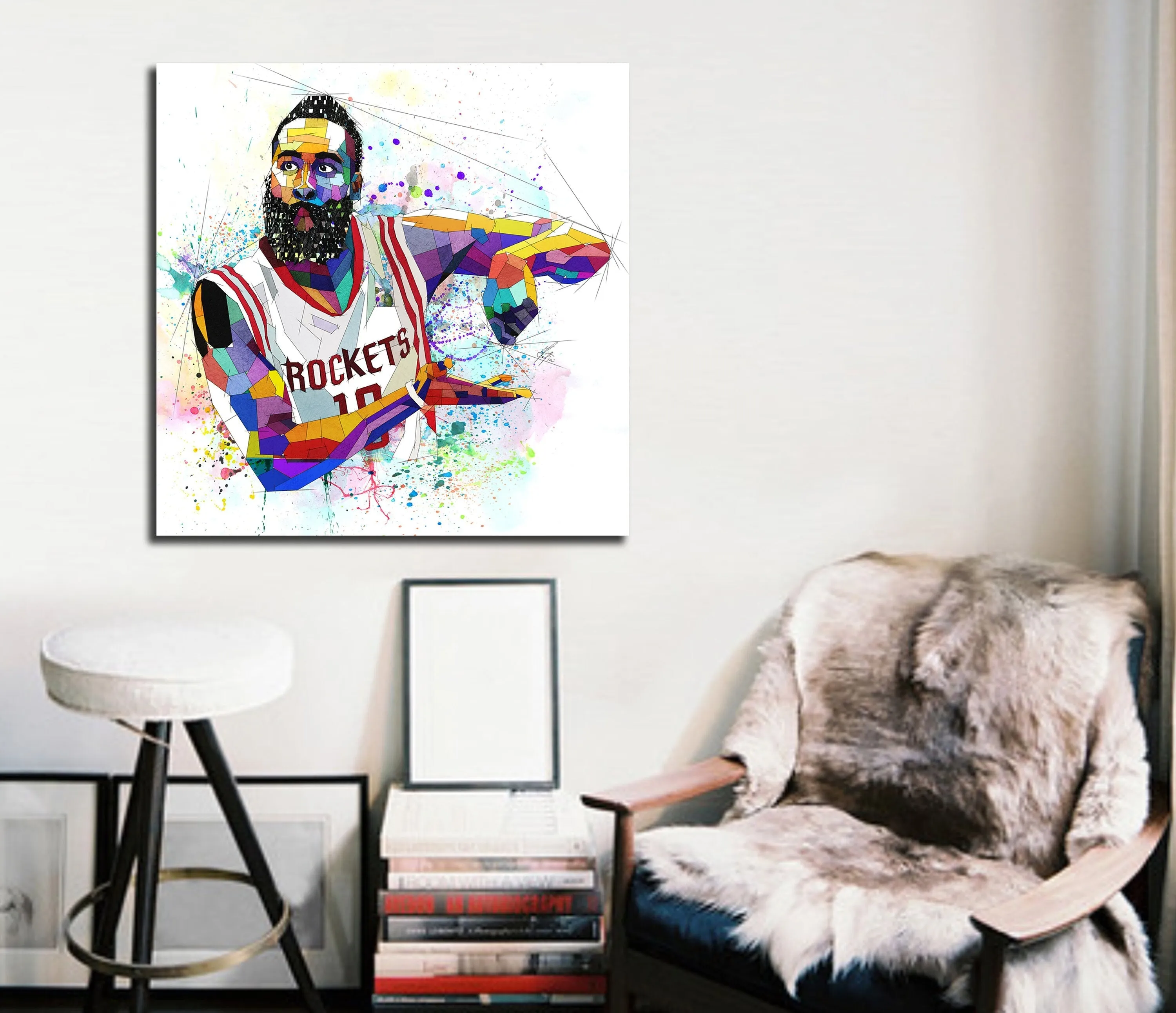 Abstract Basketball Canvas Wall Art Inspired by James Harden // NBA-JH01