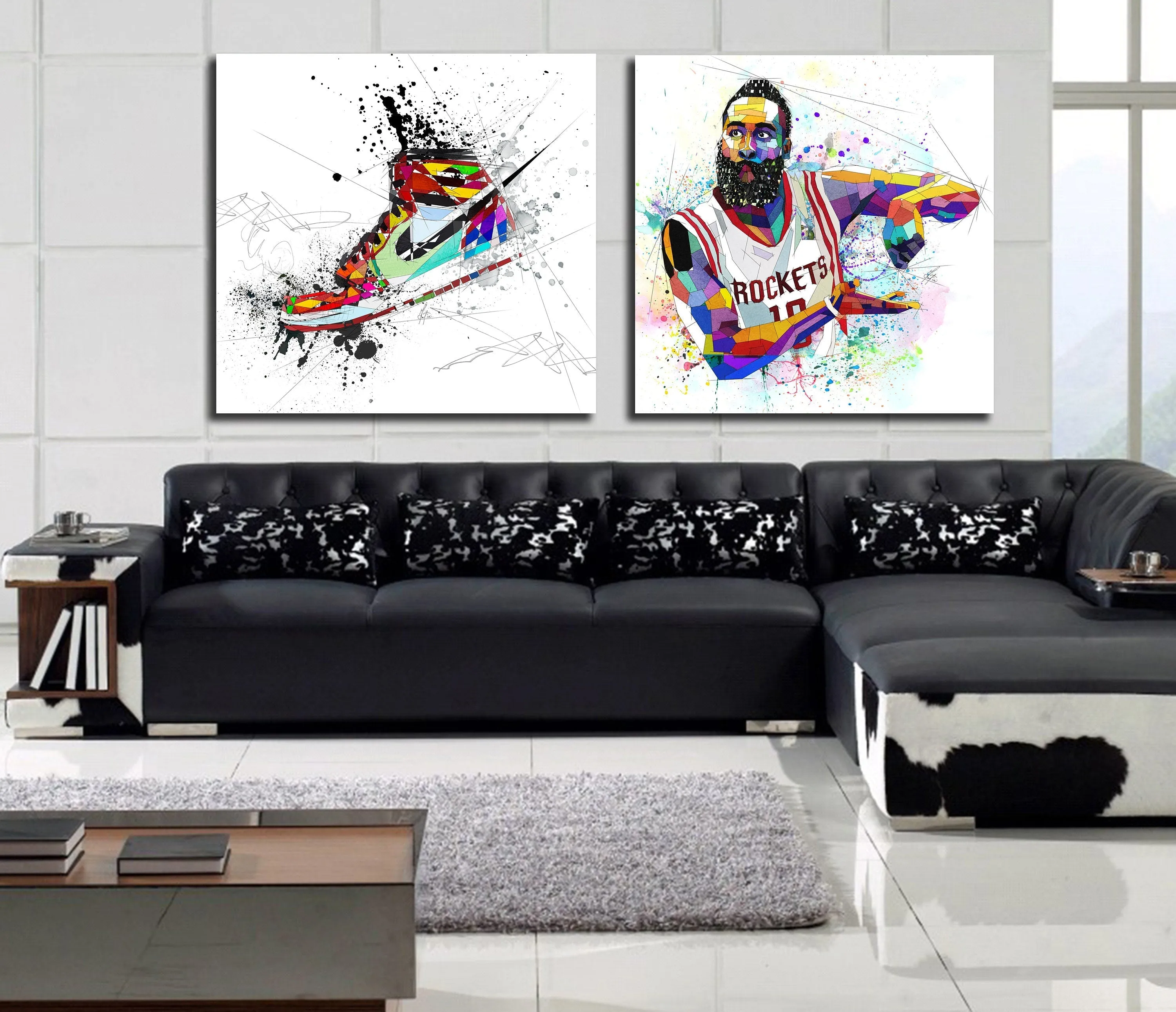 Abstract Basketball Canvas Wall Art Inspired by James Harden // NBA-JH01