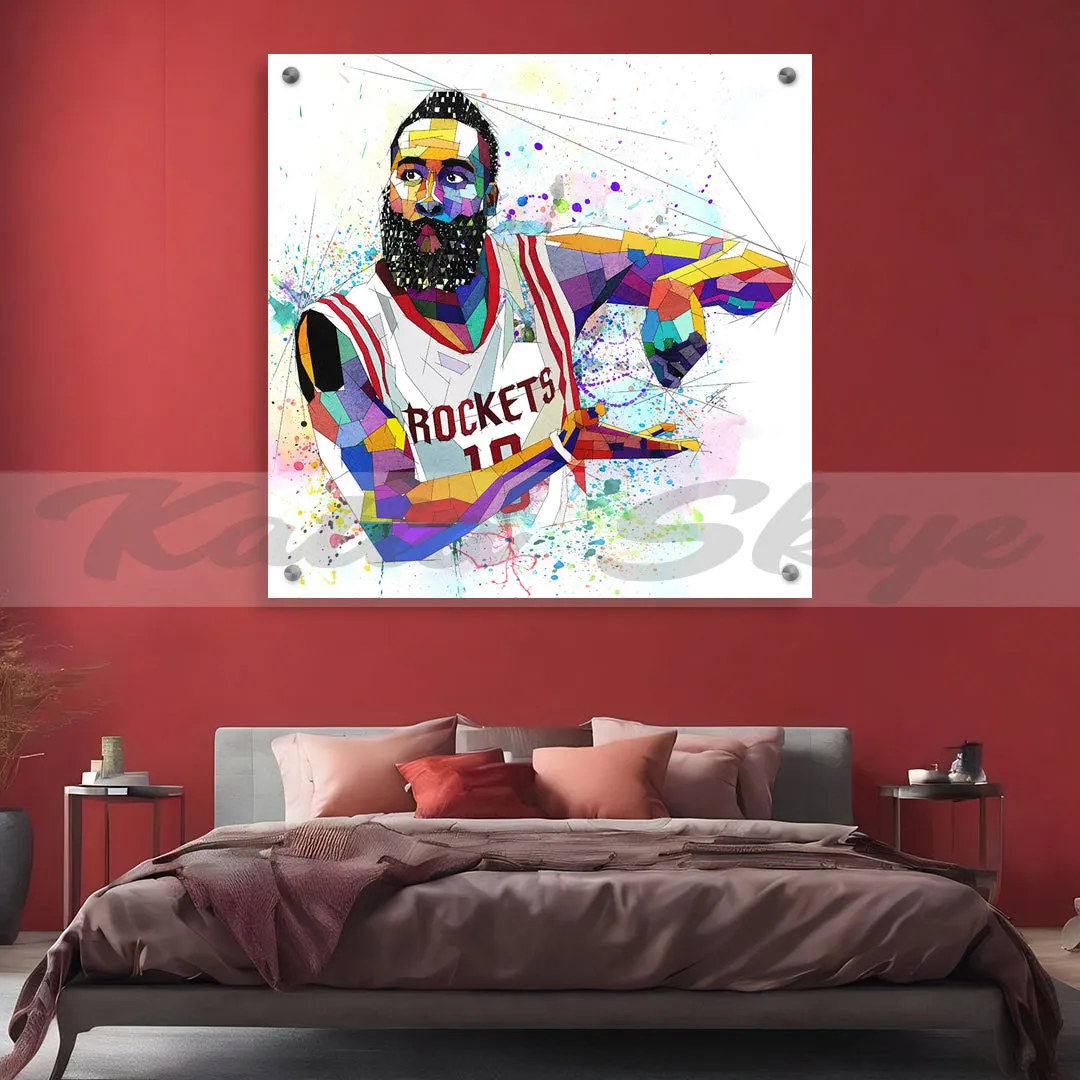 Abstract Basketball Canvas Wall Art Inspired by James Harden // NBA-JH01