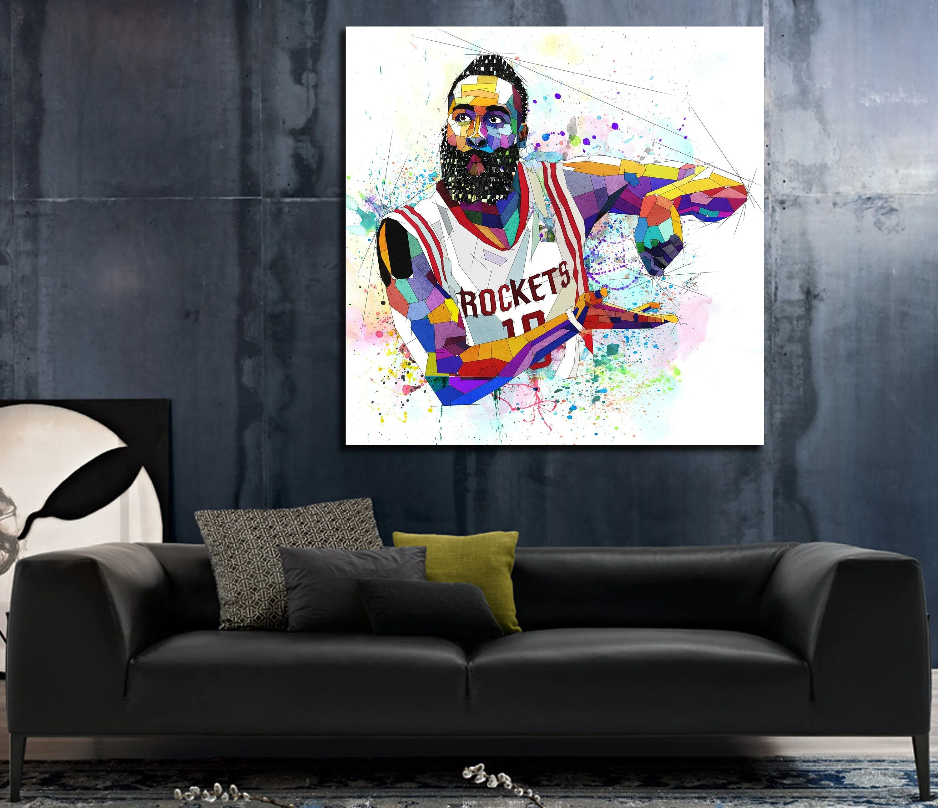 Abstract Basketball Canvas Wall Art Inspired by James Harden // NBA-JH01