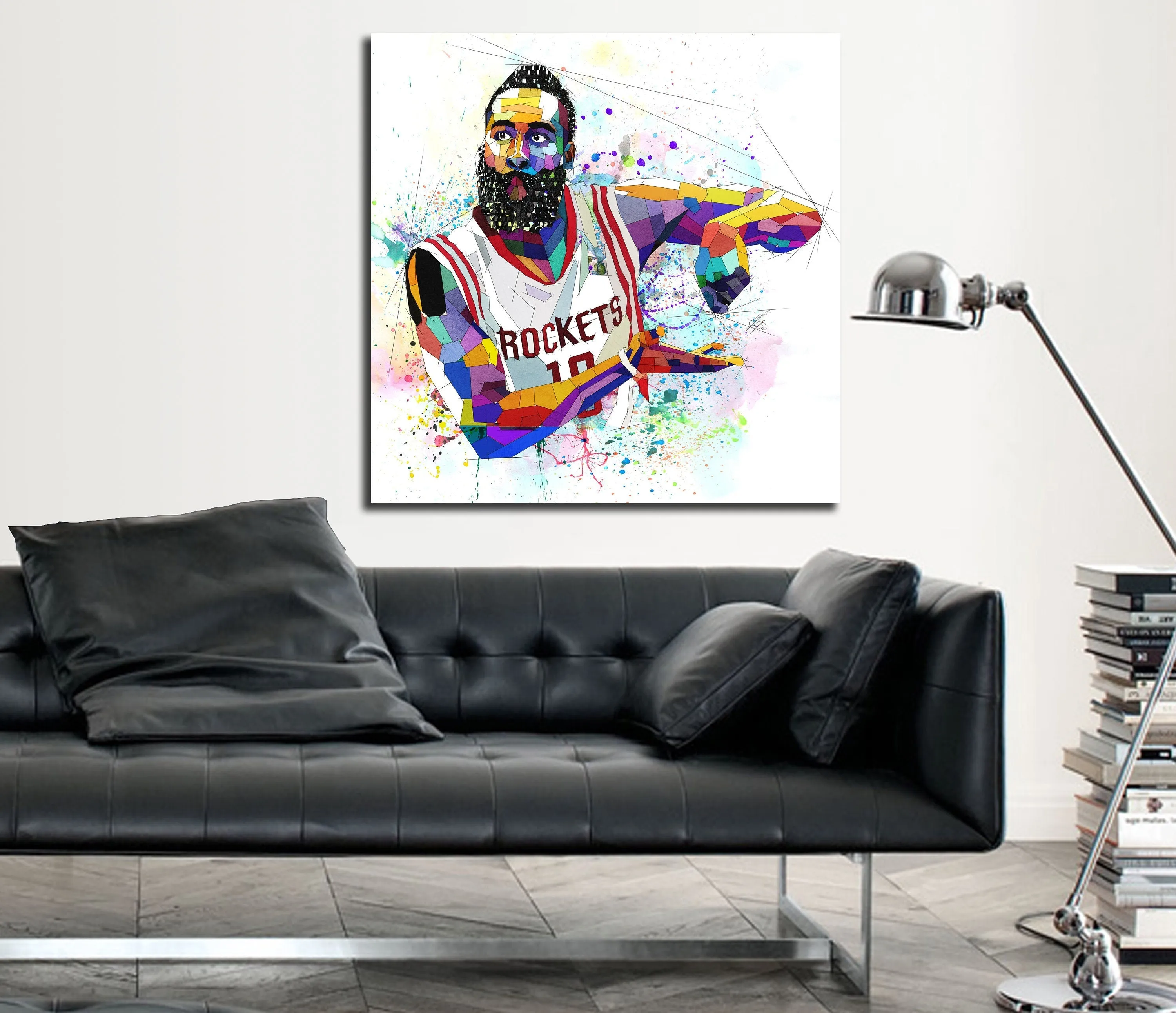 Abstract Basketball Canvas Wall Art Inspired by James Harden // NBA-JH01