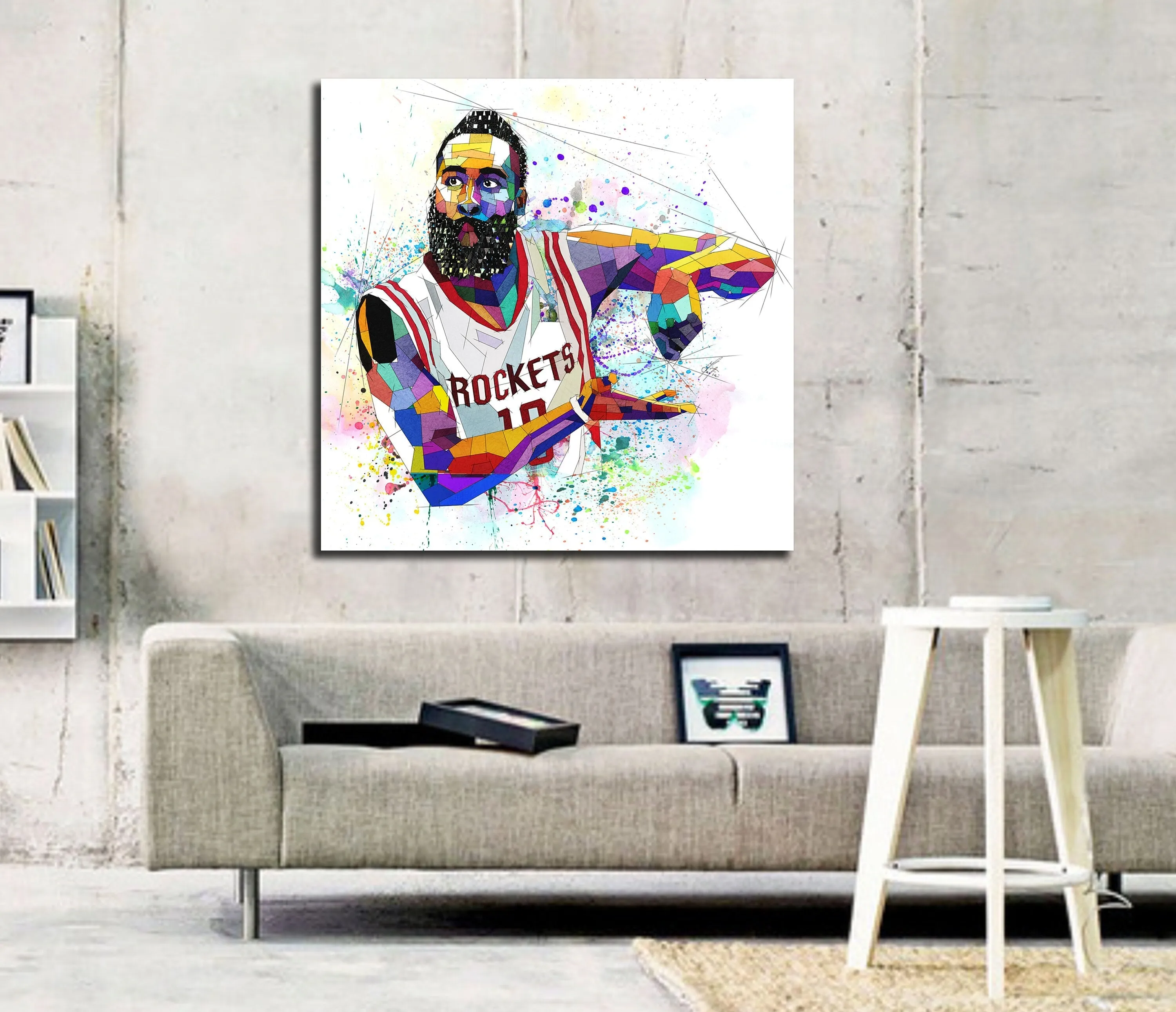 Abstract Basketball Canvas Wall Art Inspired by James Harden // NBA-JH01