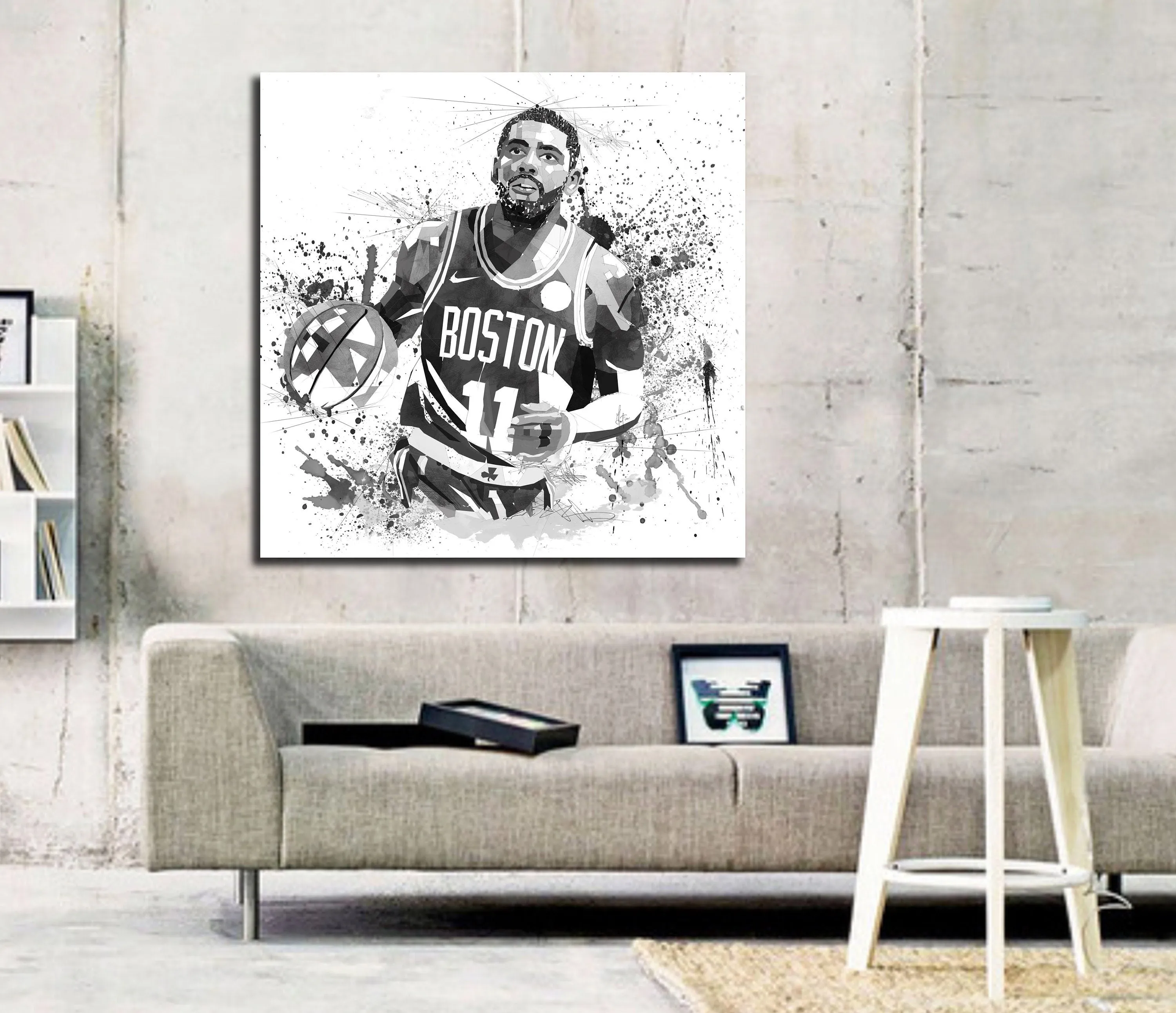 ABSTRACT BASKETBALL WALL ART INSPIRED BY KYRIE IRVING IN ACTION // NBA-KI01