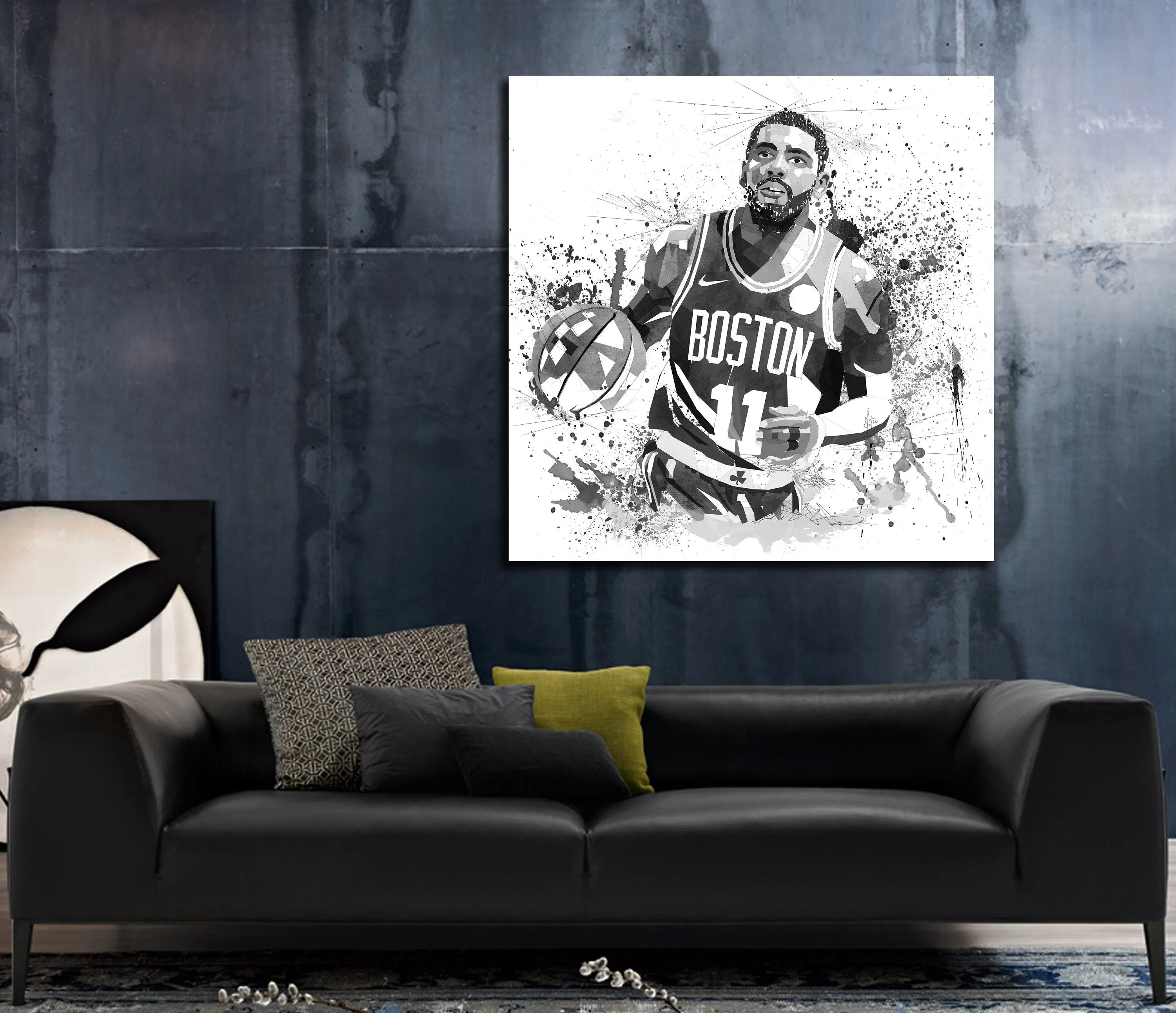 ABSTRACT BASKETBALL WALL ART INSPIRED BY KYRIE IRVING IN ACTION // NBA-KI01