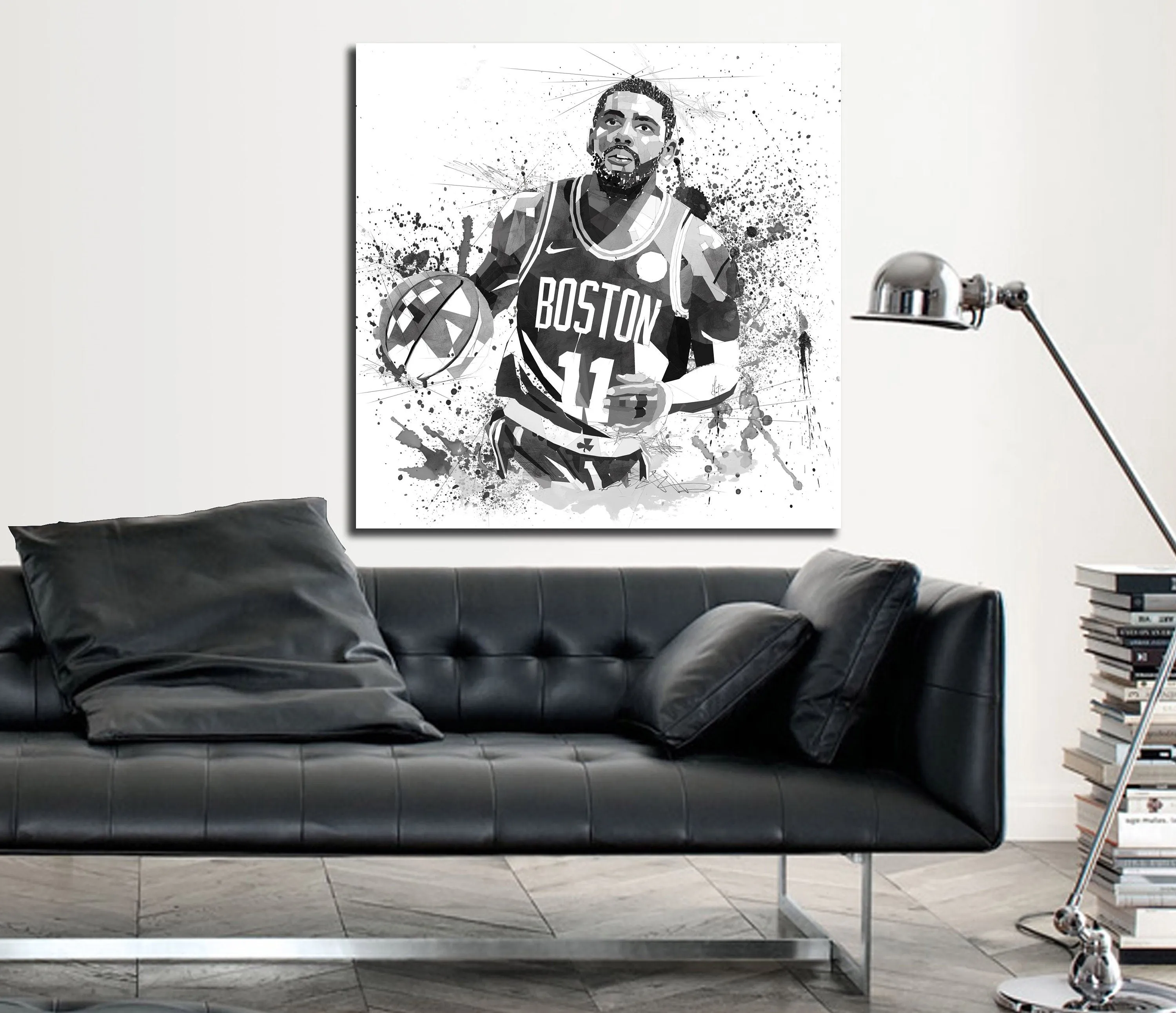 ABSTRACT BASKETBALL WALL ART INSPIRED BY KYRIE IRVING IN ACTION // NBA-KI01