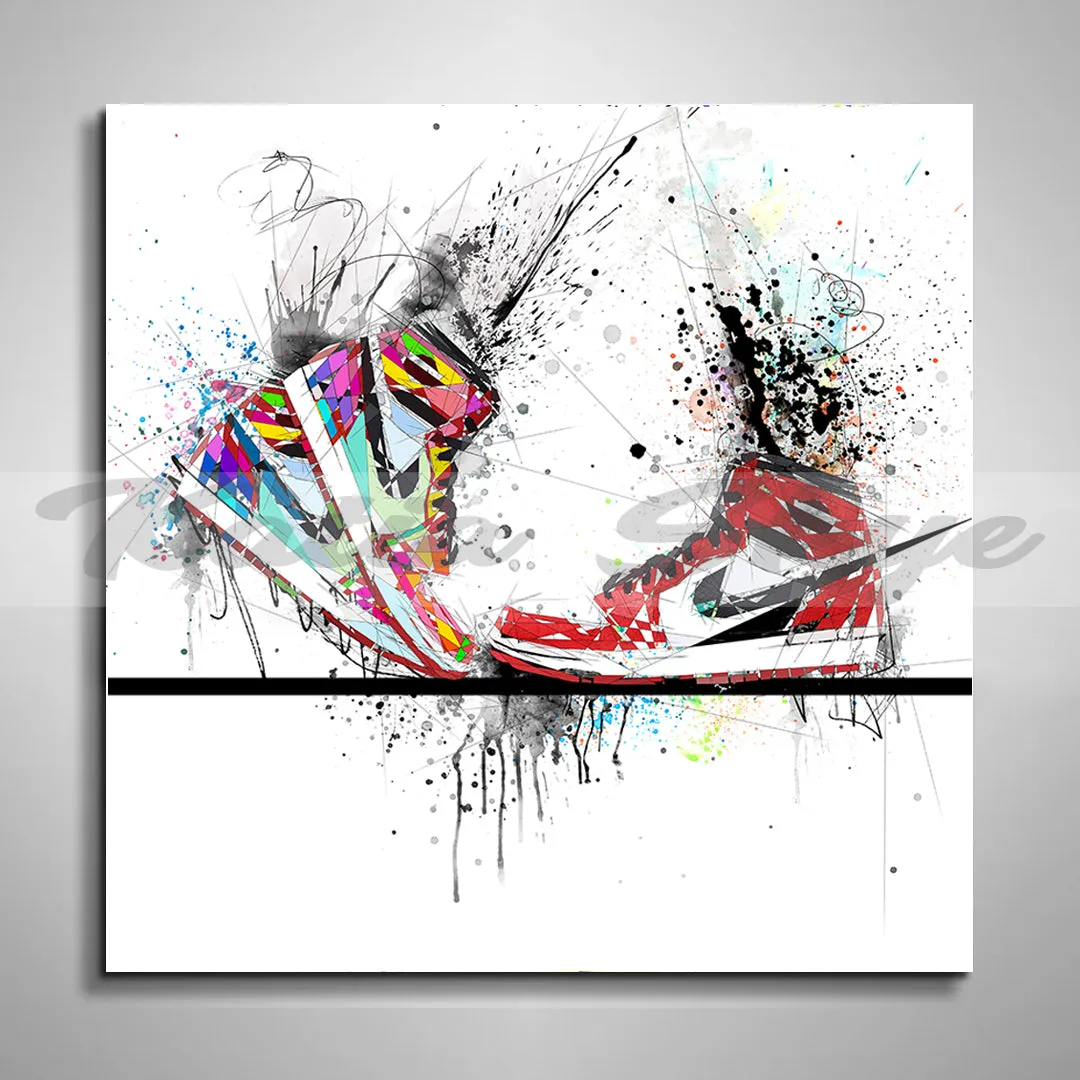 ABSTRACT KISSING SNEAKERS ON SKATEBOARD ART INSPIRED BY AIR JORDANS SNEAKERS //SNK-AJ12