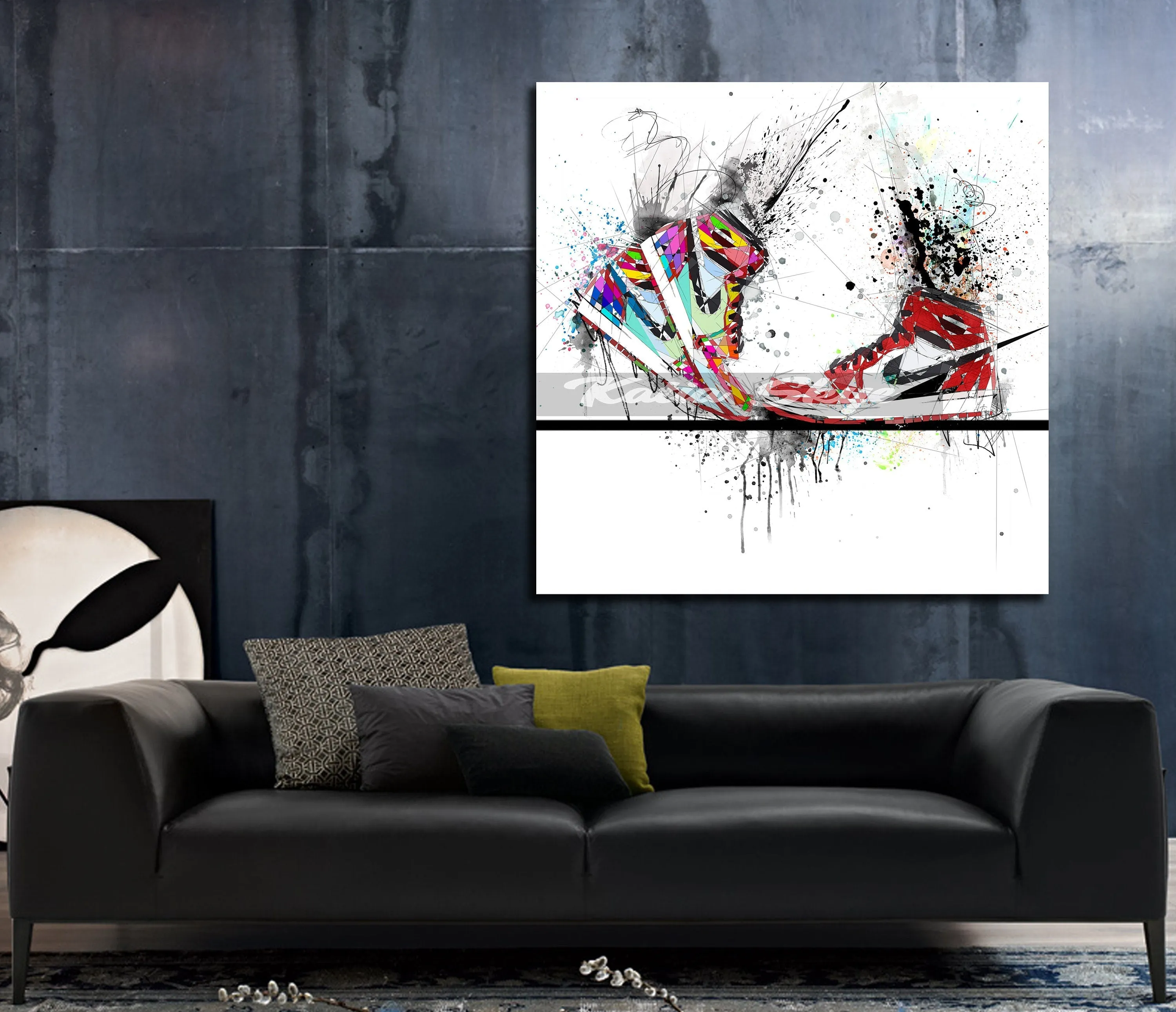 ABSTRACT KISSING SNEAKERS ON SKATEBOARD ART INSPIRED BY AIR JORDANS SNEAKERS //SNK-AJ12