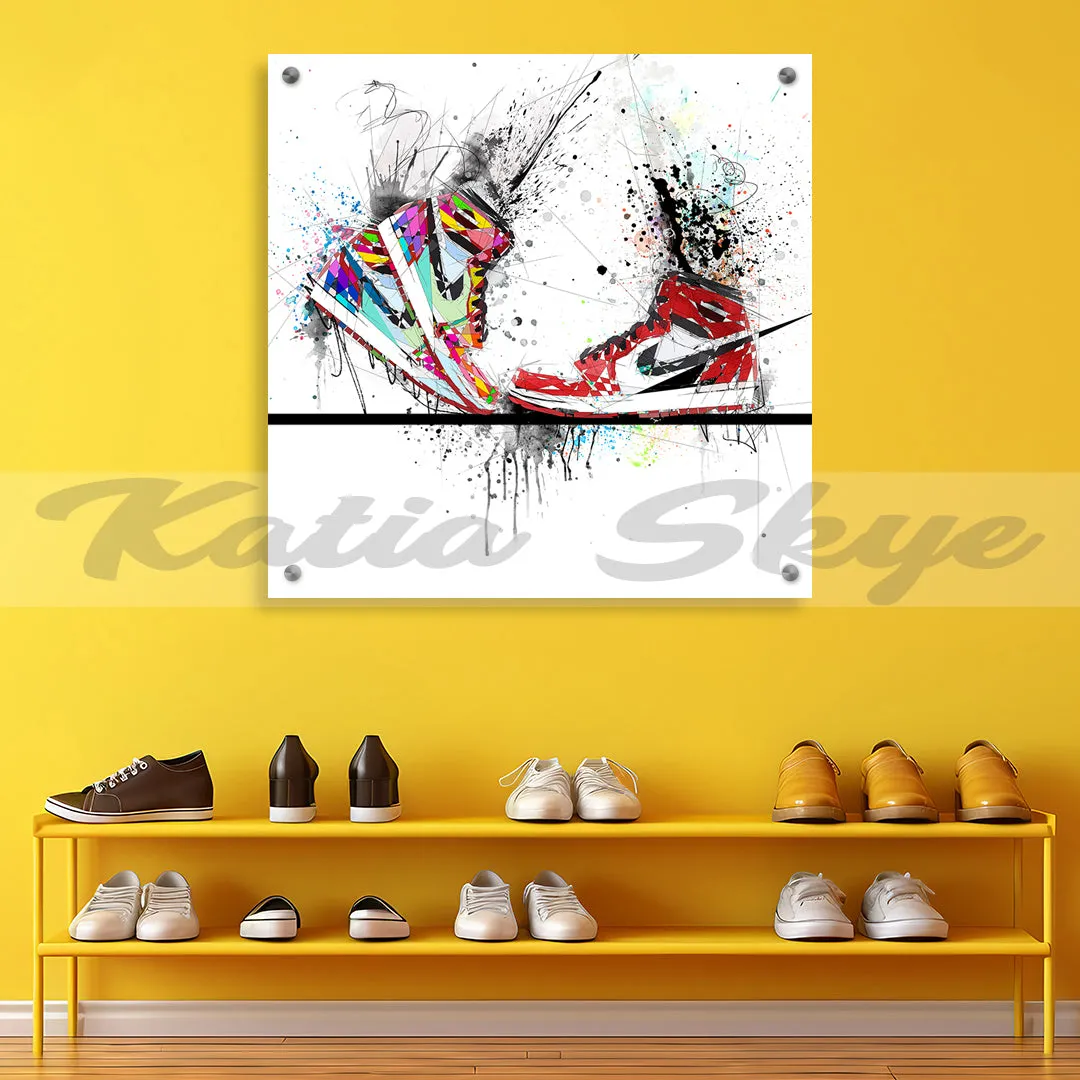 ABSTRACT KISSING SNEAKERS ON SKATEBOARD ART INSPIRED BY AIR JORDANS SNEAKERS //SNK-AJ12