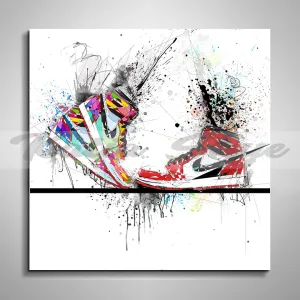 ABSTRACT KISSING SNEAKERS ON SKATEBOARD ART INSPIRED BY AIR JORDANS SNEAKERS //SNK-AJ12