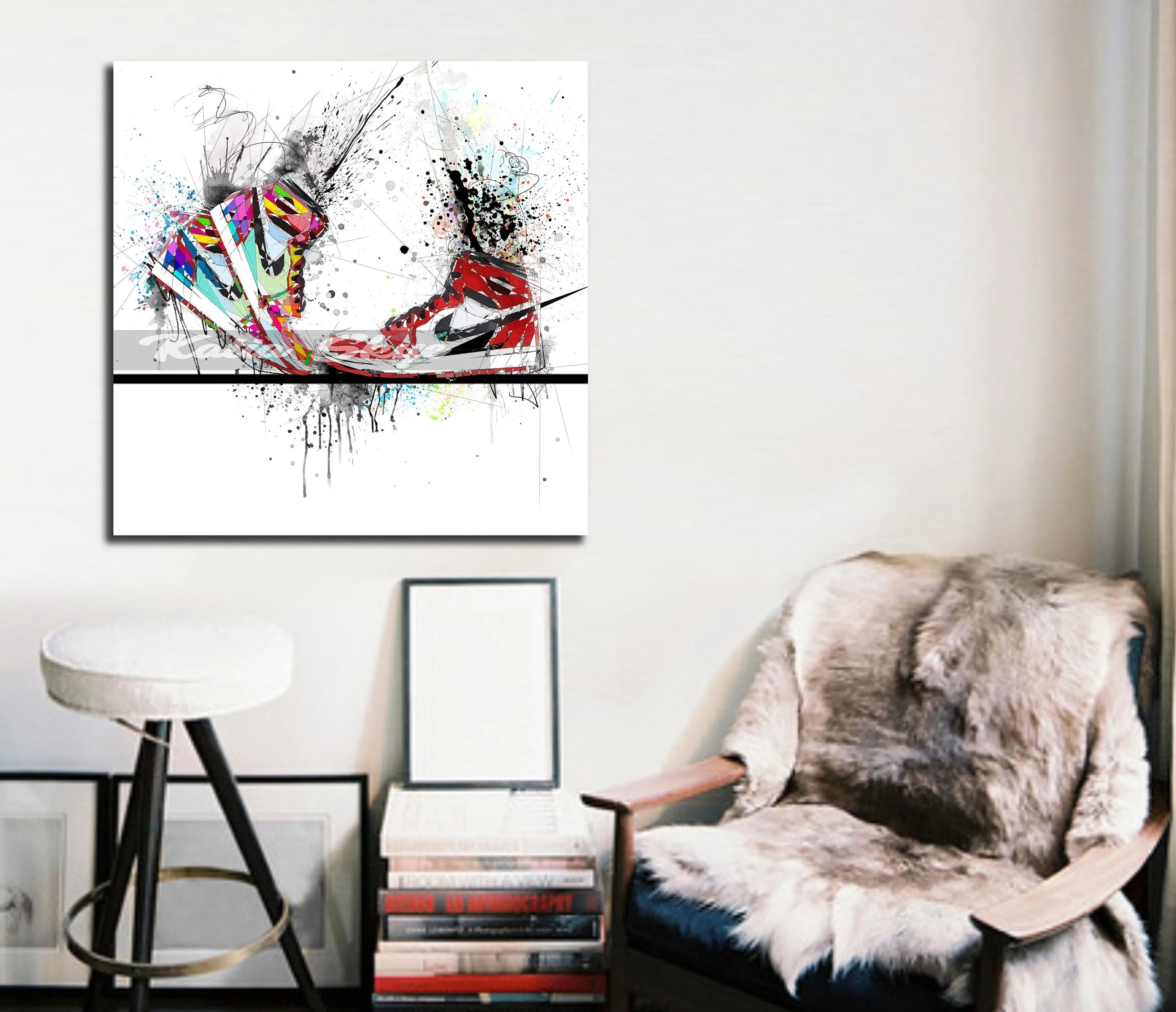 ABSTRACT KISSING SNEAKERS ON SKATEBOARD ART INSPIRED BY AIR JORDANS SNEAKERS //SNK-AJ12