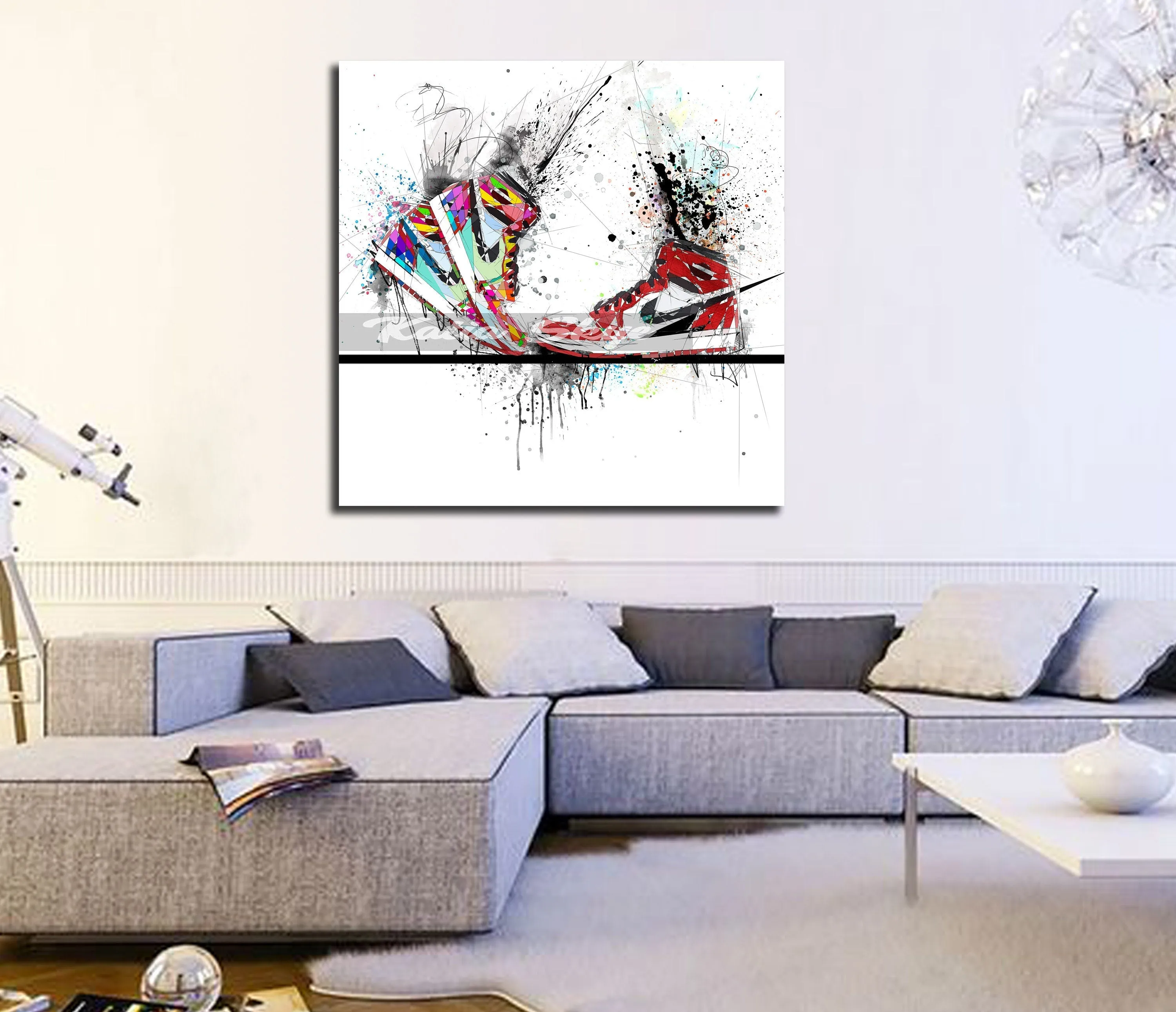 ABSTRACT KISSING SNEAKERS ON SKATEBOARD ART INSPIRED BY AIR JORDANS SNEAKERS //SNK-AJ12