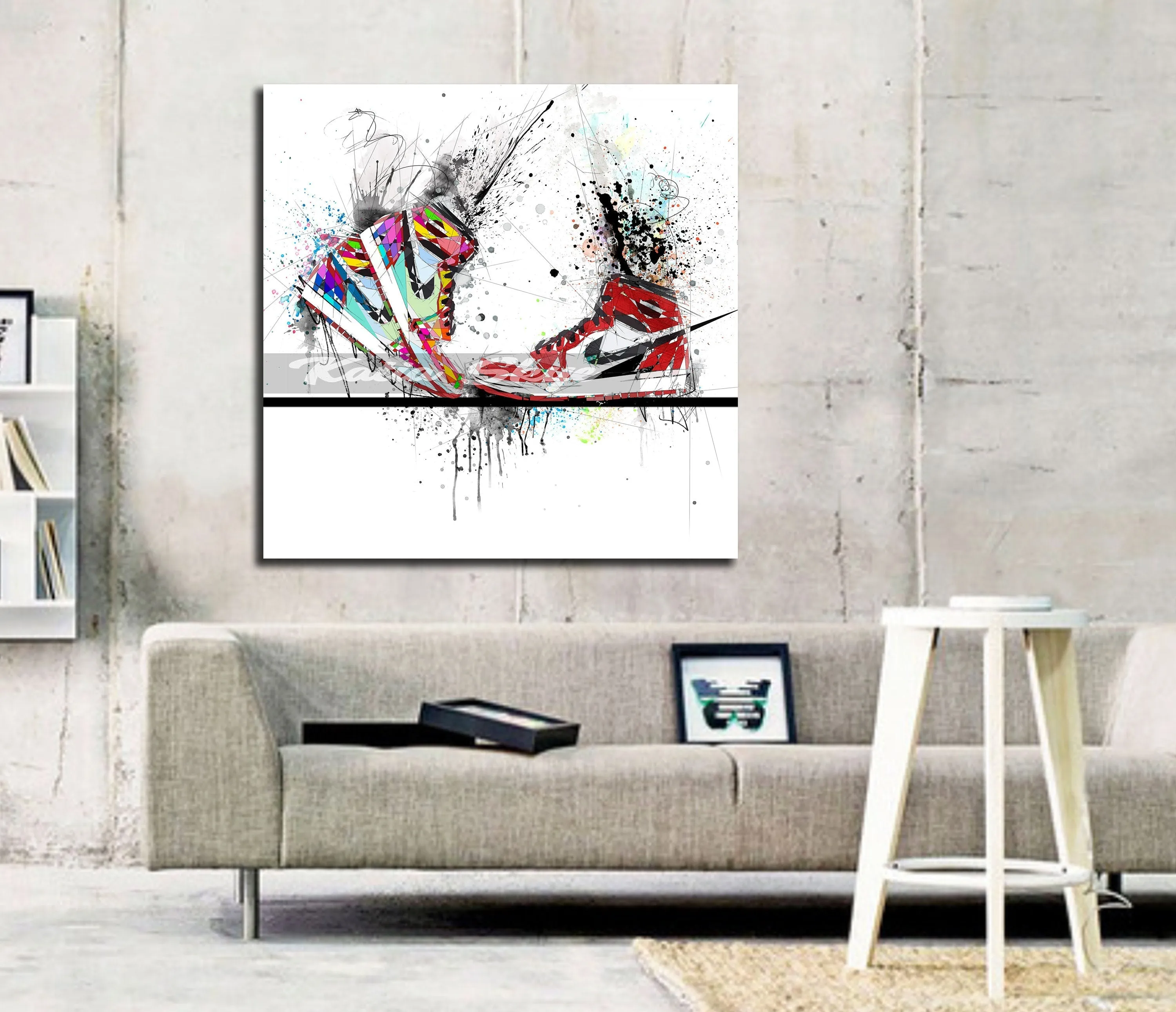 ABSTRACT KISSING SNEAKERS ON SKATEBOARD ART INSPIRED BY AIR JORDANS SNEAKERS //SNK-AJ12