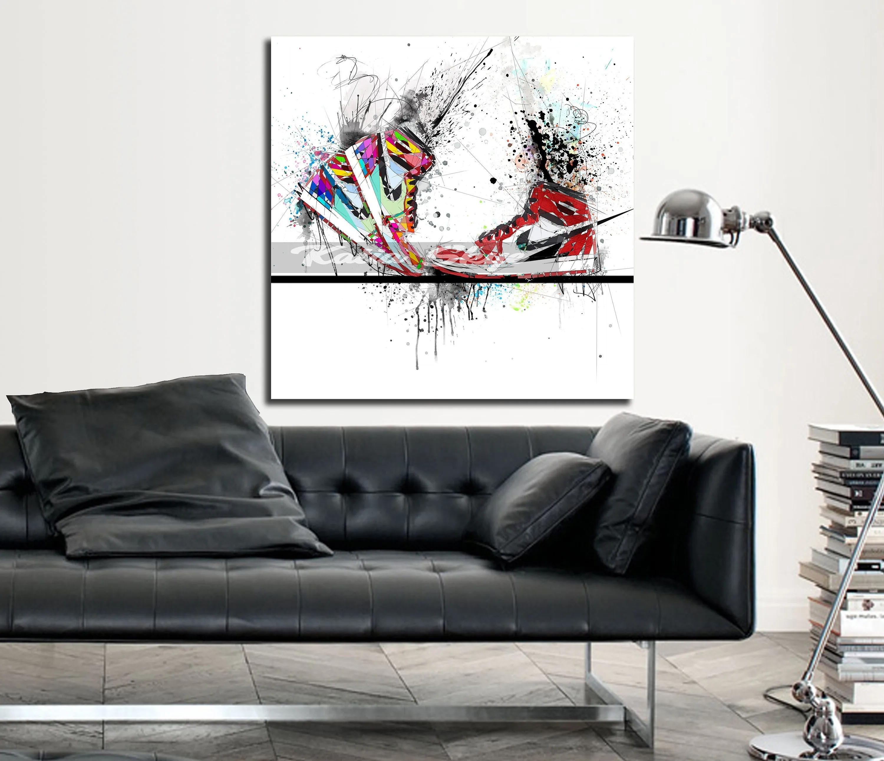 ABSTRACT KISSING SNEAKERS ON SKATEBOARD ART INSPIRED BY AIR JORDANS SNEAKERS //SNK-AJ12