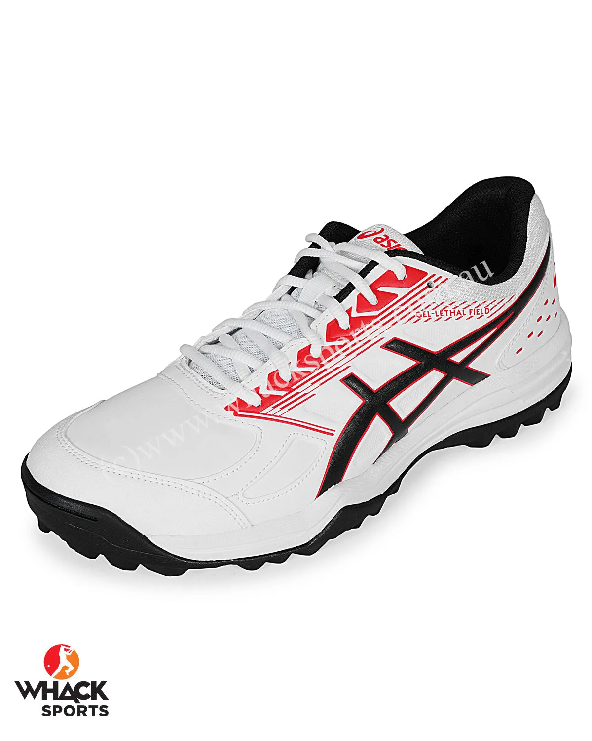 ASICS Gel Lethal Field - Rubber Cricket Shoes - White/Classic Red
