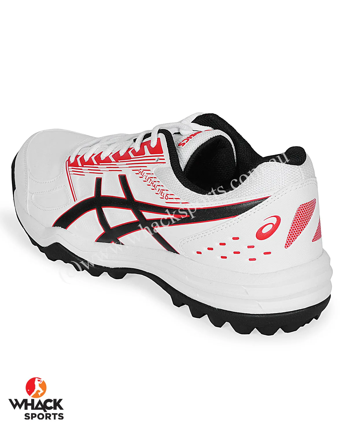 ASICS Gel Lethal Field - Rubber Cricket Shoes - White/Classic Red