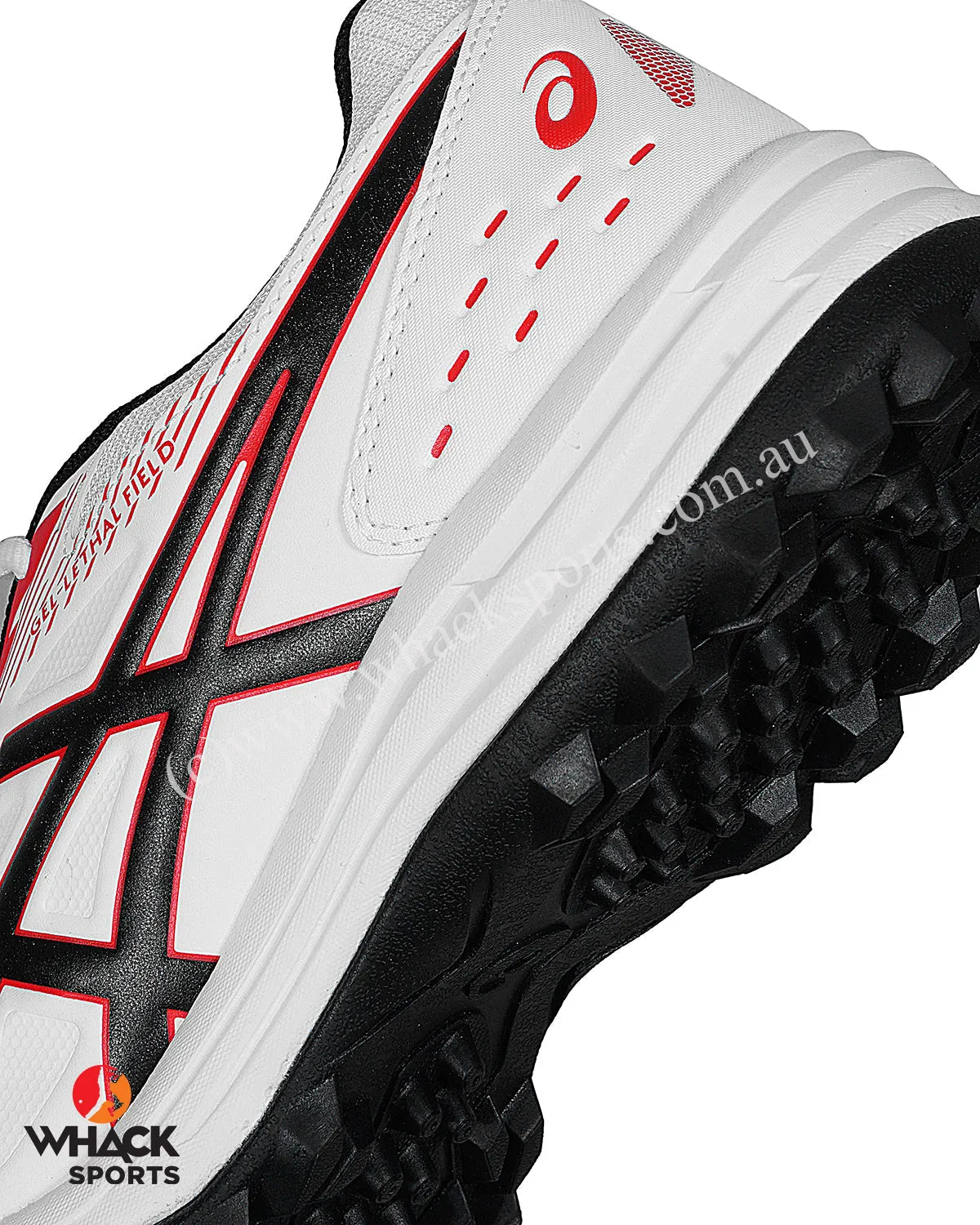 ASICS Gel Lethal Field - Rubber Cricket Shoes - White/Classic Red