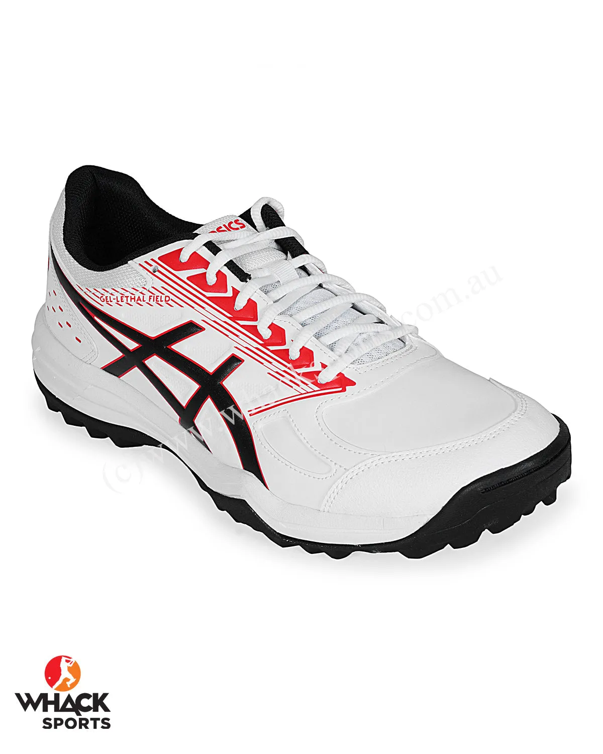 ASICS Gel Lethal Field - Rubber Cricket Shoes - White/Classic Red