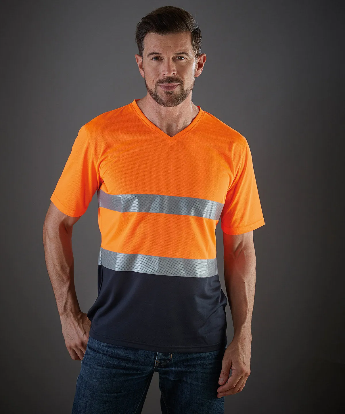 Black - Hi-vis top cool super light v-neck t-shirt (HVJ910)