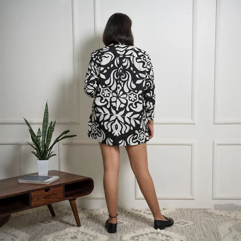 Cotton Co-ord Set | Printed | Shirt & Shorts | Set of 2 | Black
