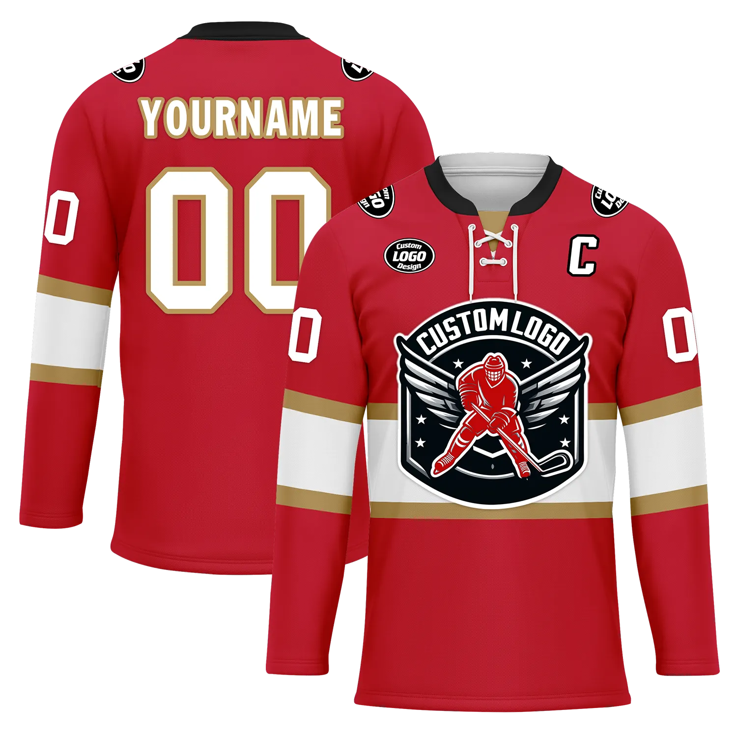 Custom Red White Personalized Hockey Jersey HCKJ01-D0a70ae
