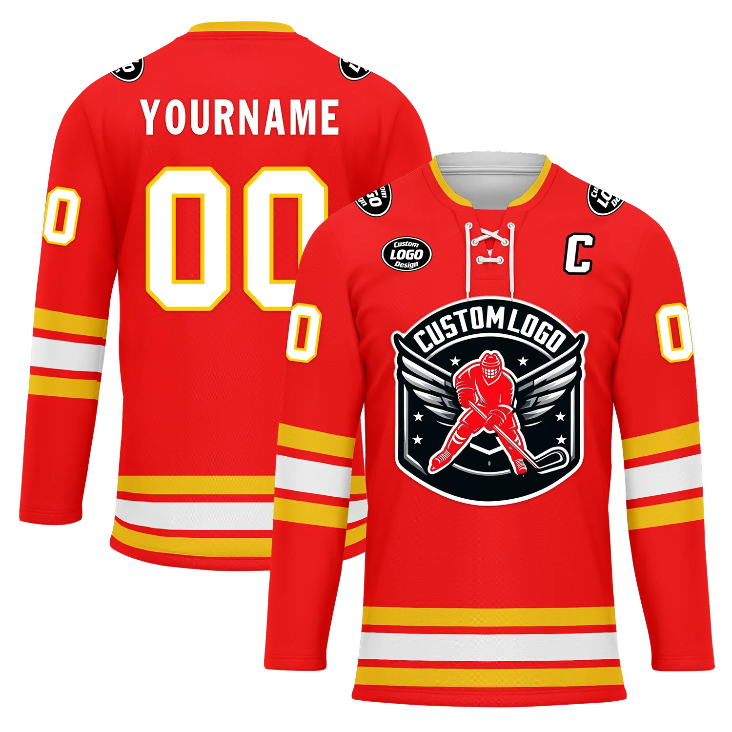 Custom Red Yellow Personalized Hockey Jersey HCKJ01-D0a70ce