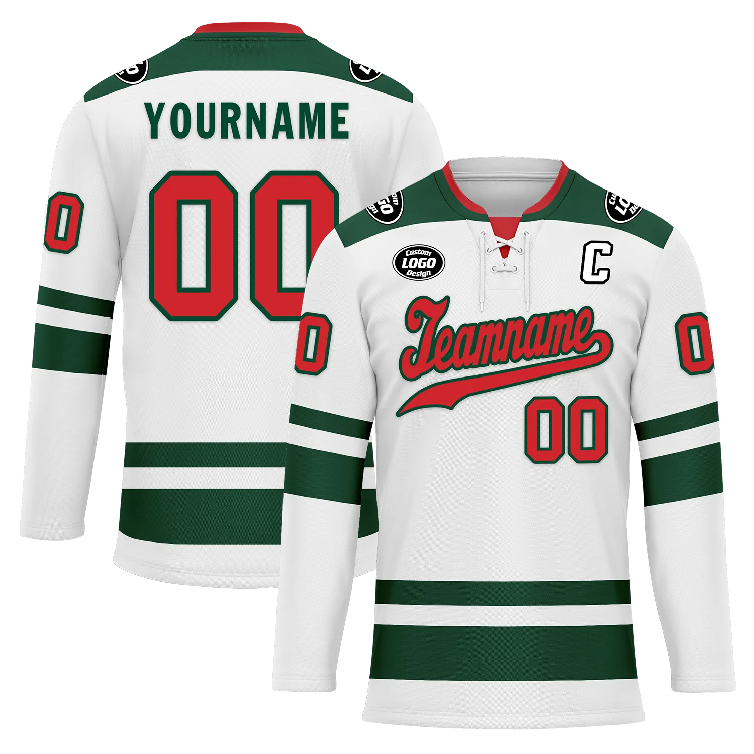 Custom White Green Personalized Hockey Jersey HCKJ01-D0a70c0