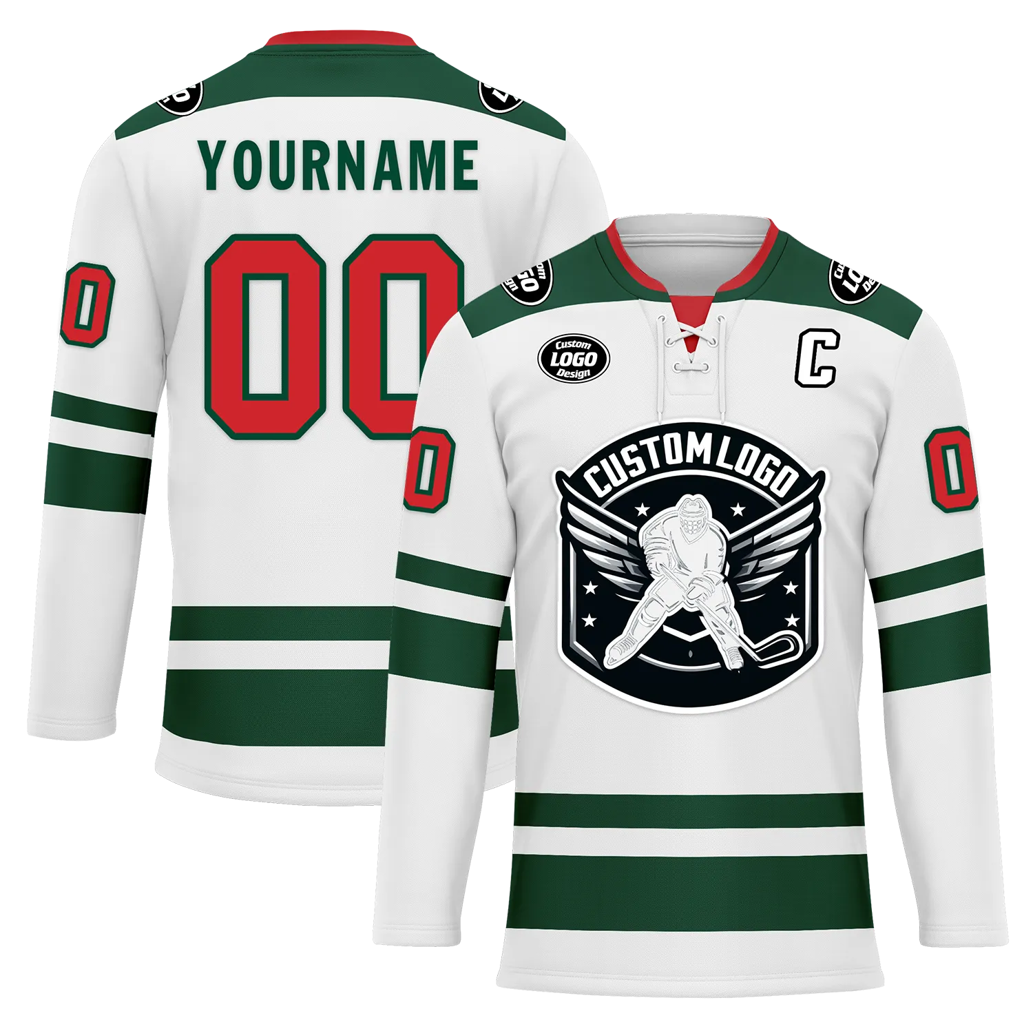 Custom White Green Personalized Hockey Jersey HCKJ01-D0a70c0