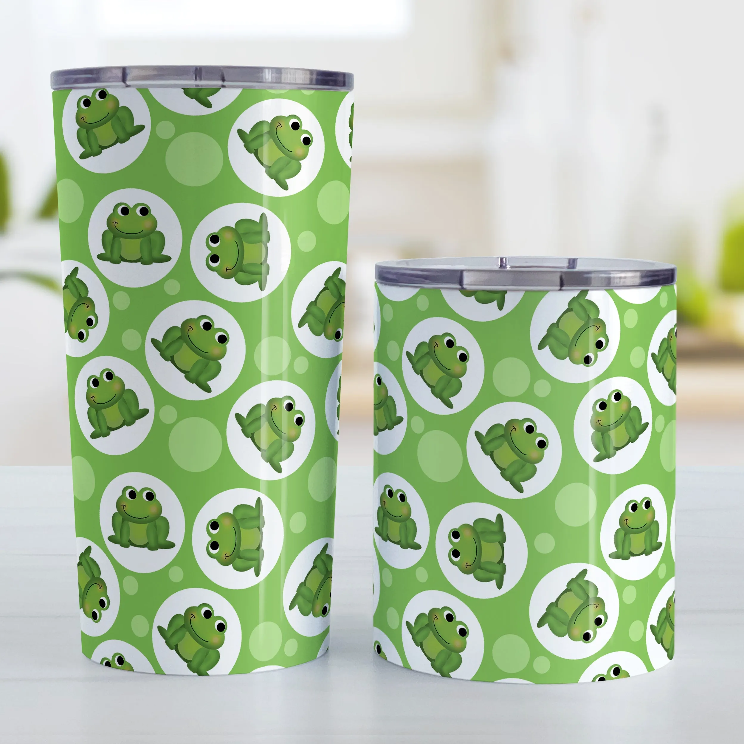 Cute Green Frog Pattern Tumbler Cup