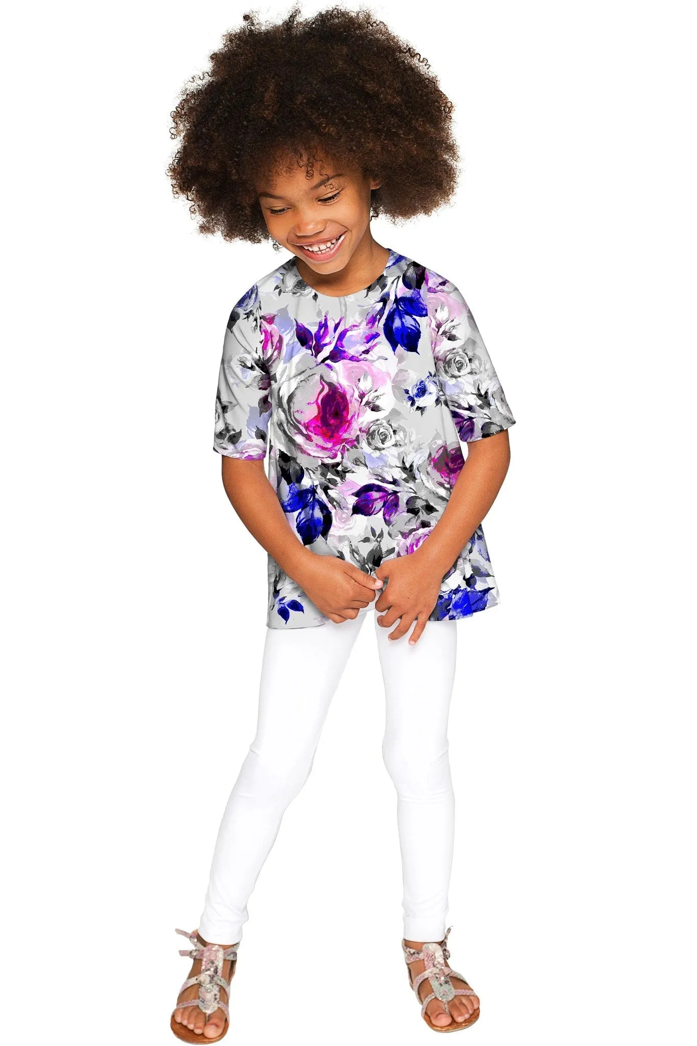Floral Touch Sophia Elbow Sleeve Party Top - Mommy & Me