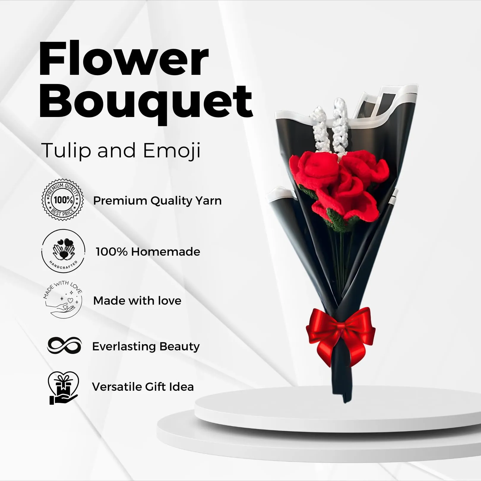 Handmade Crochet Red Roses Bouquet | Exquisite Handcrafted Floral Arrangement | Perfect for Anniversaries, Weddings, Birthdays, Thanksgiving, and Special Occasions
