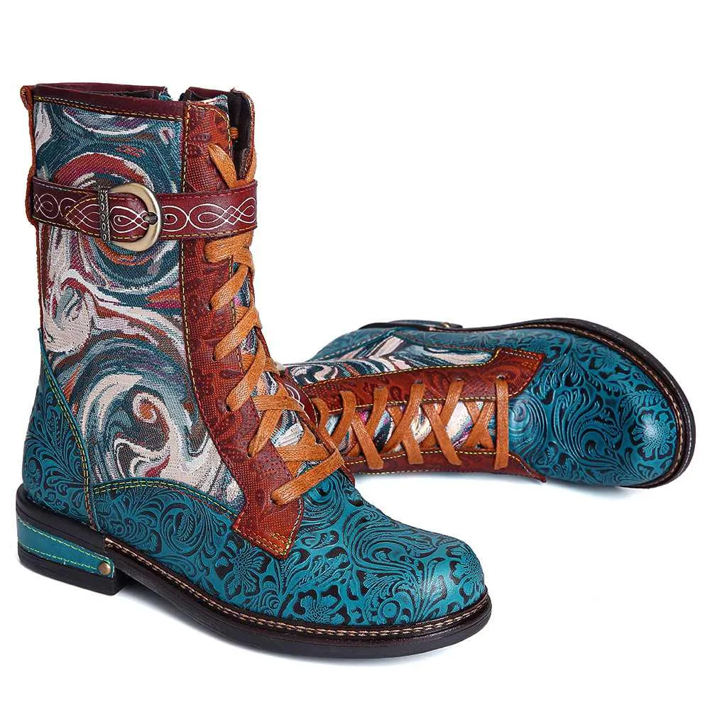 Hippie Style Embossed Boots