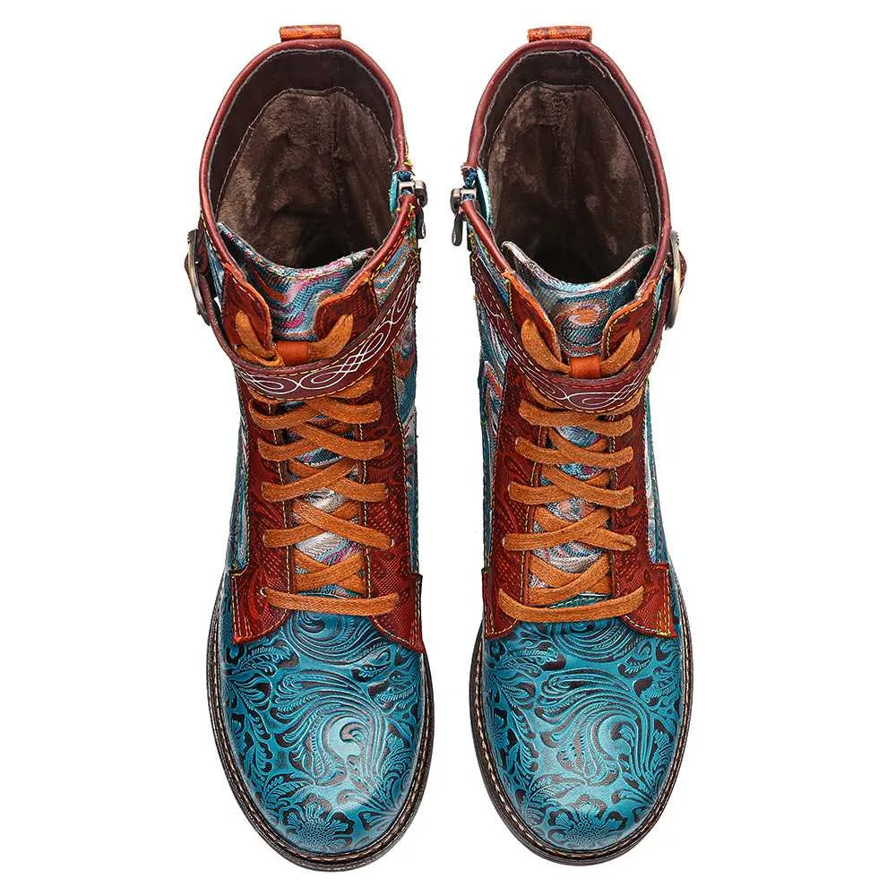 Hippie Style Embossed Boots