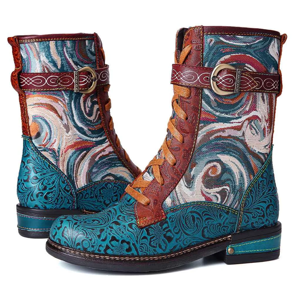Hippie Style Embossed Boots