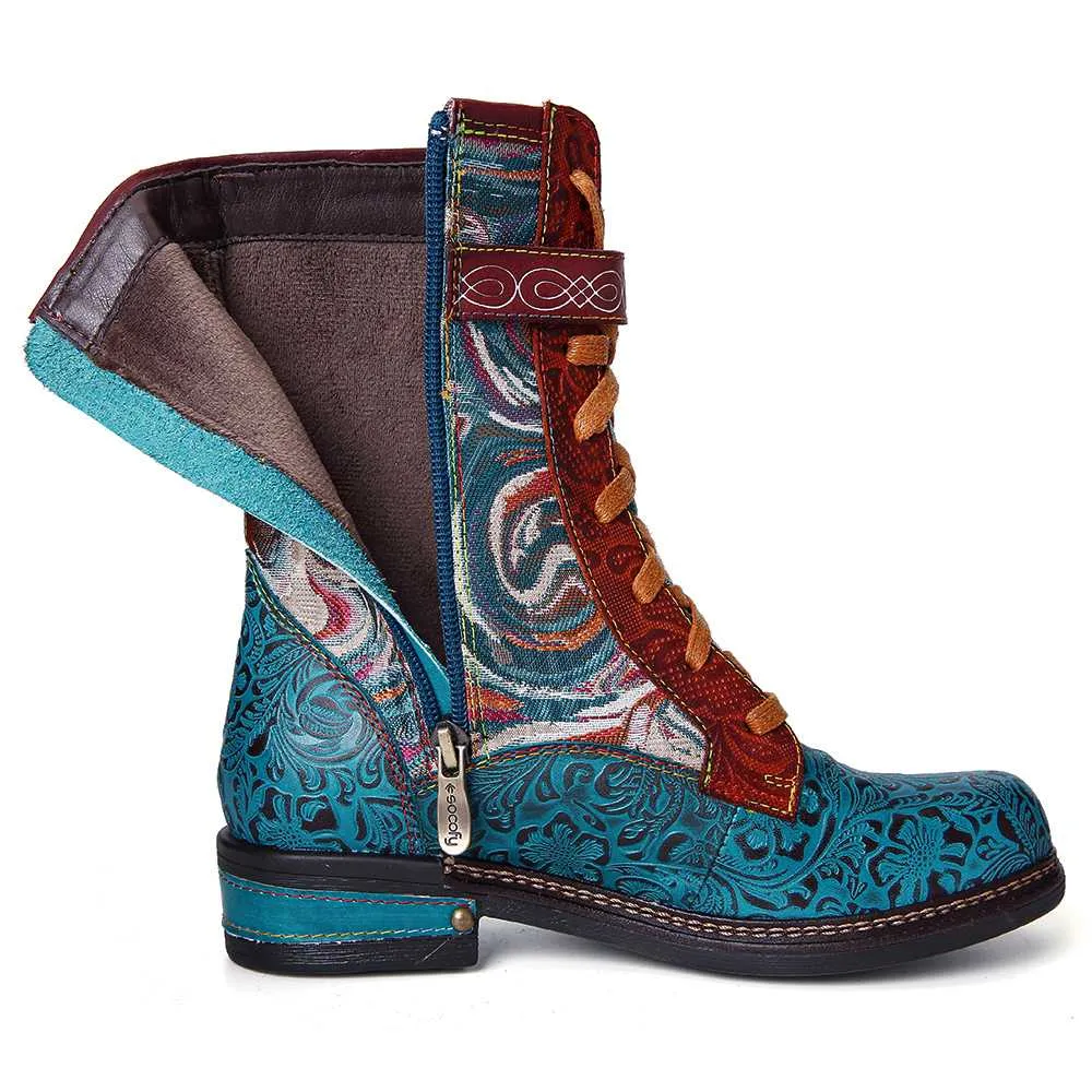 Hippie Style Embossed Boots