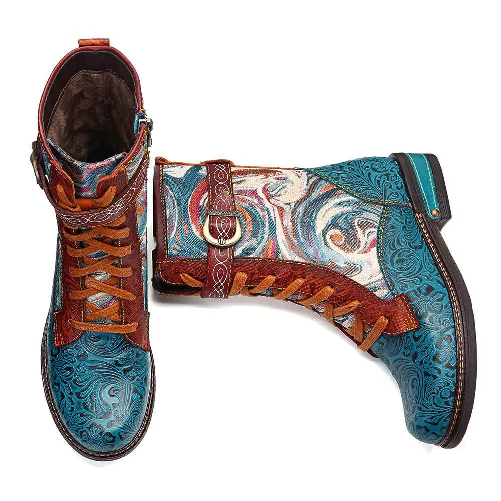 Hippie Style Embossed Boots