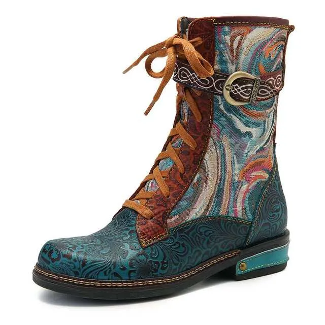 Hippie Style Embossed Boots