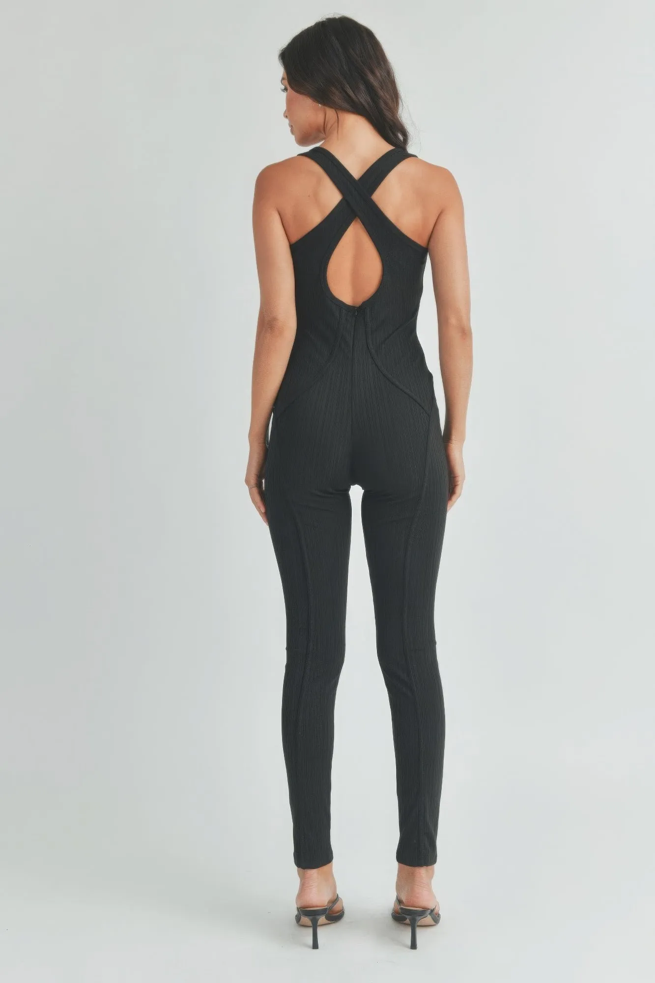 Hot Girl Corset Top Jumpsuit In Black