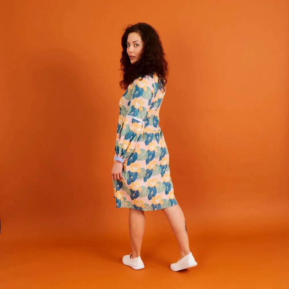 India Bougainvillea Print Shift Dress
