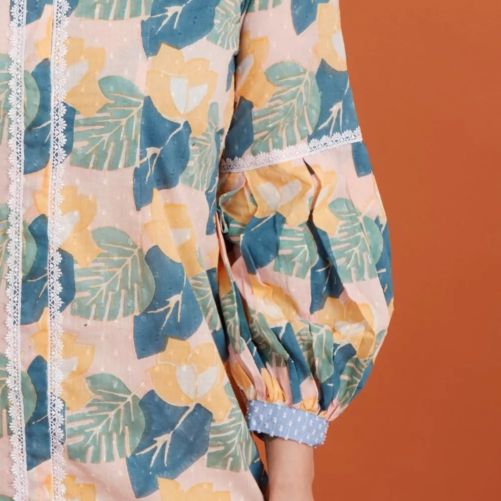 India Bougainvillea Print Shift Dress