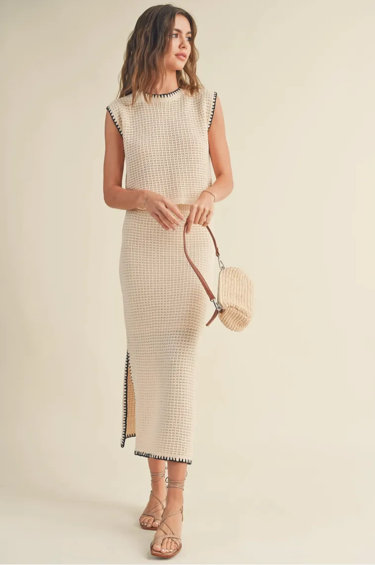 Ivory & Black Knit Skirt