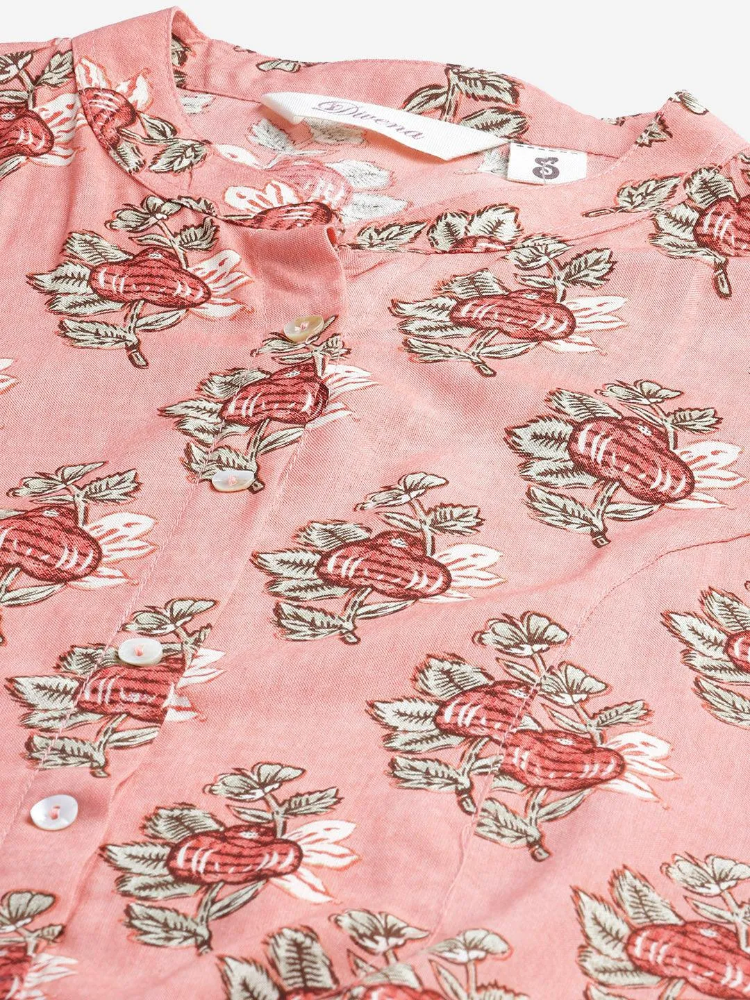Jashvi Peach Printed Rayon Top