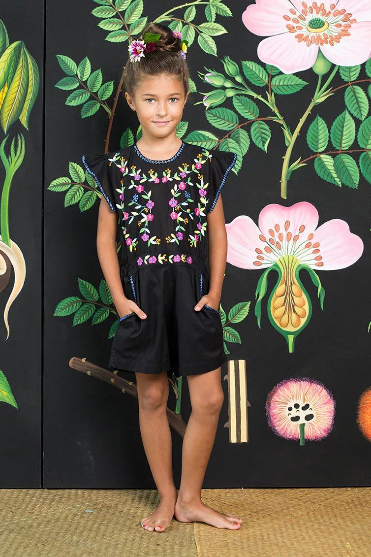 magnolia playsuit black with hand stitch