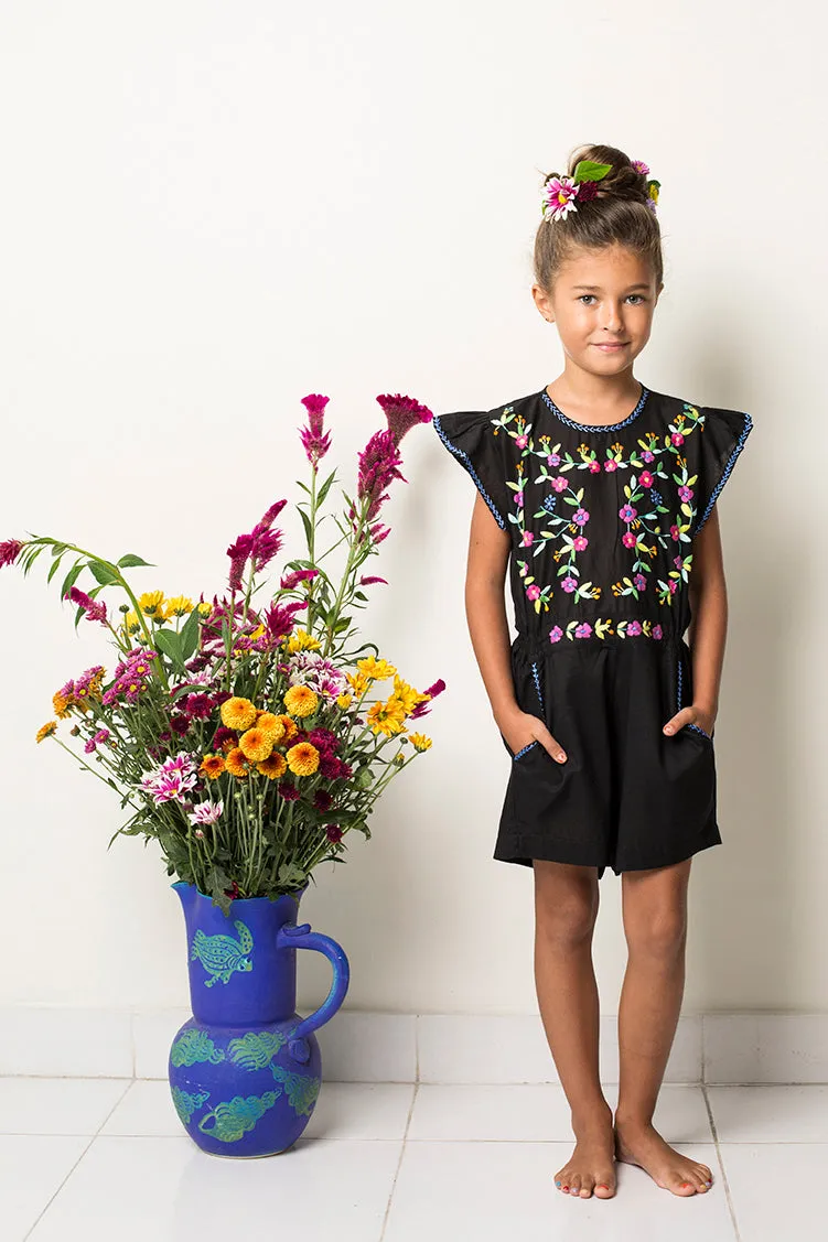 magnolia playsuit black with hand stitch