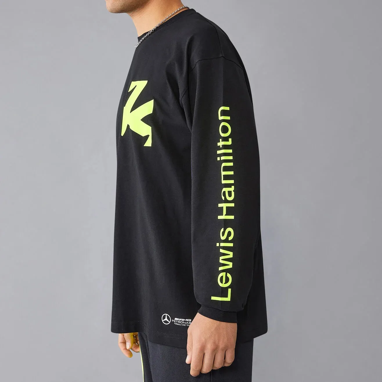 Mercedes AMG Petronas F1 Men's Lewis Hamilton Long Sleeve T-Shirt - Black