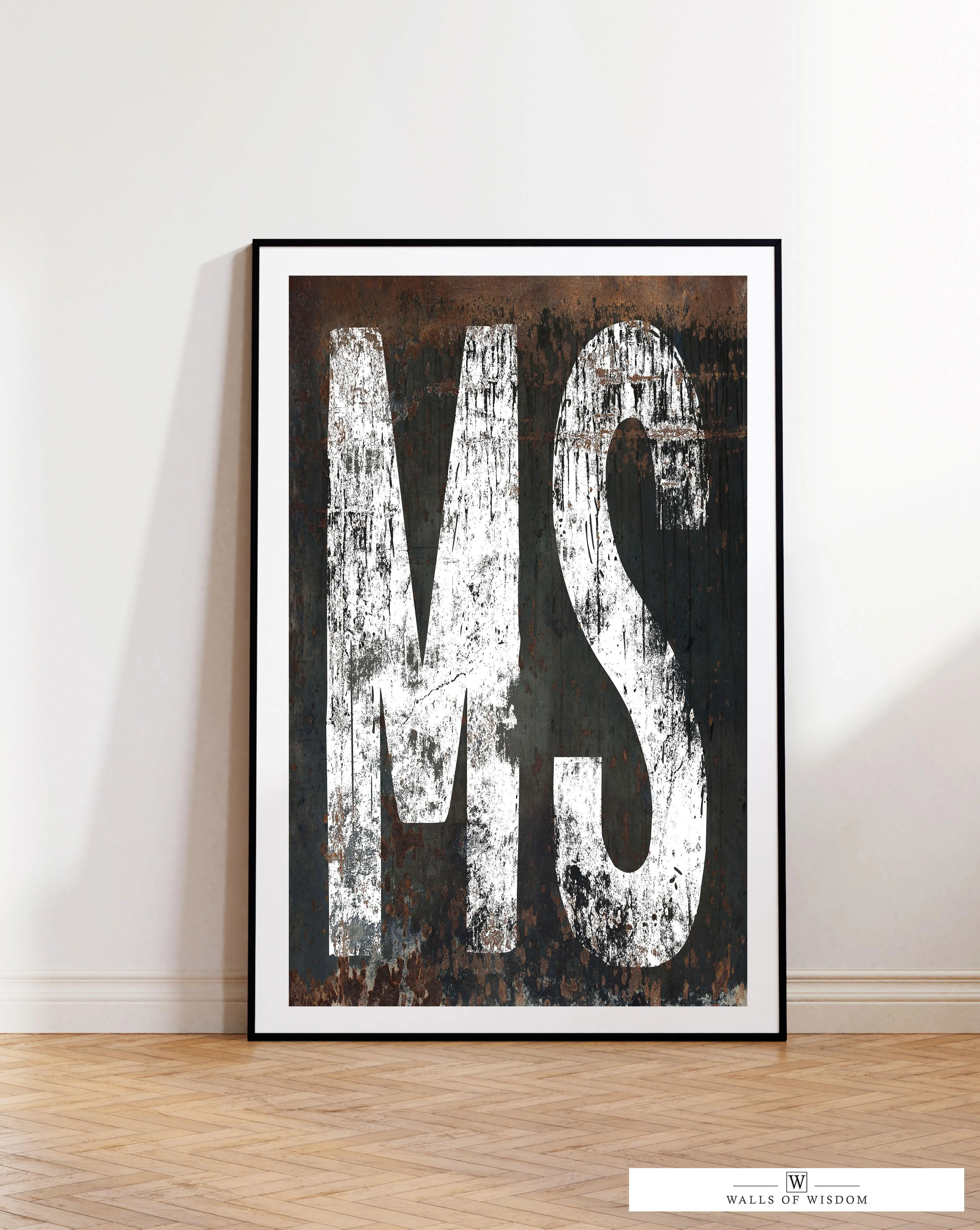 Mississippi State Typographic Poster Print - MS Home State Sign Rustic Western Print Wall Art