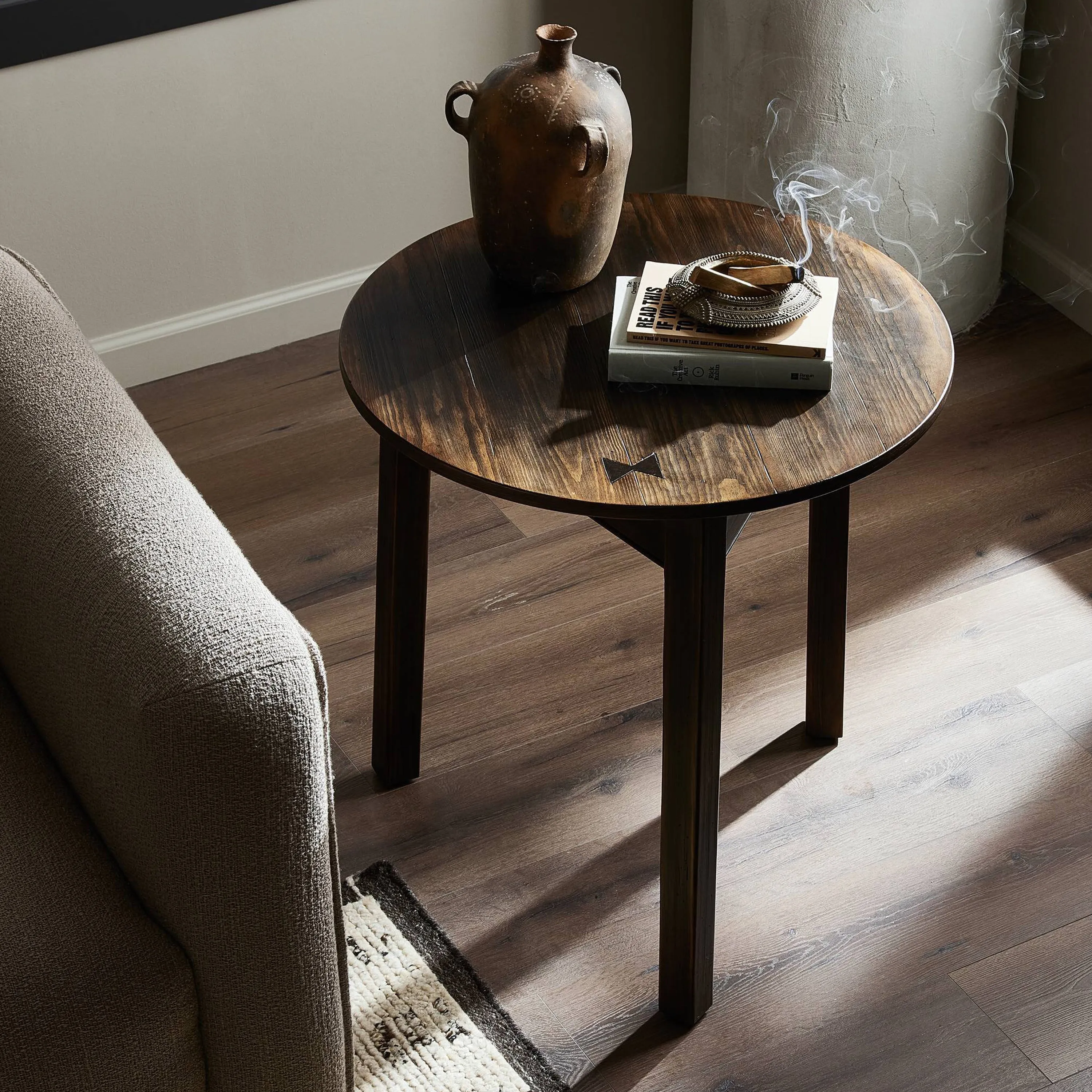 Nostalgia Distressed Espresso Side Table