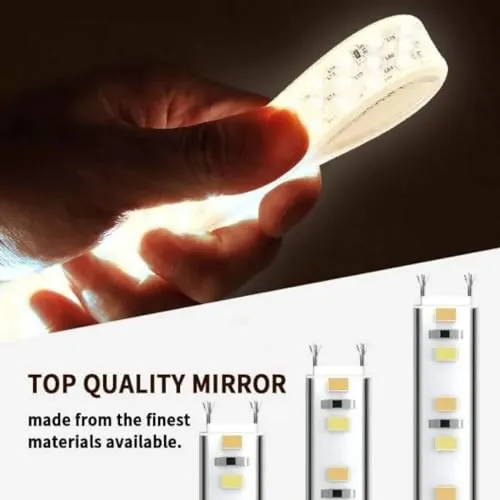Rida Decors Wall Mirror with 3 in 1 LED Light (Warm,White,Natural White) Modern Bathroom Mirror Wall Mounted Makeup Shaving Mirror 24x24 inch