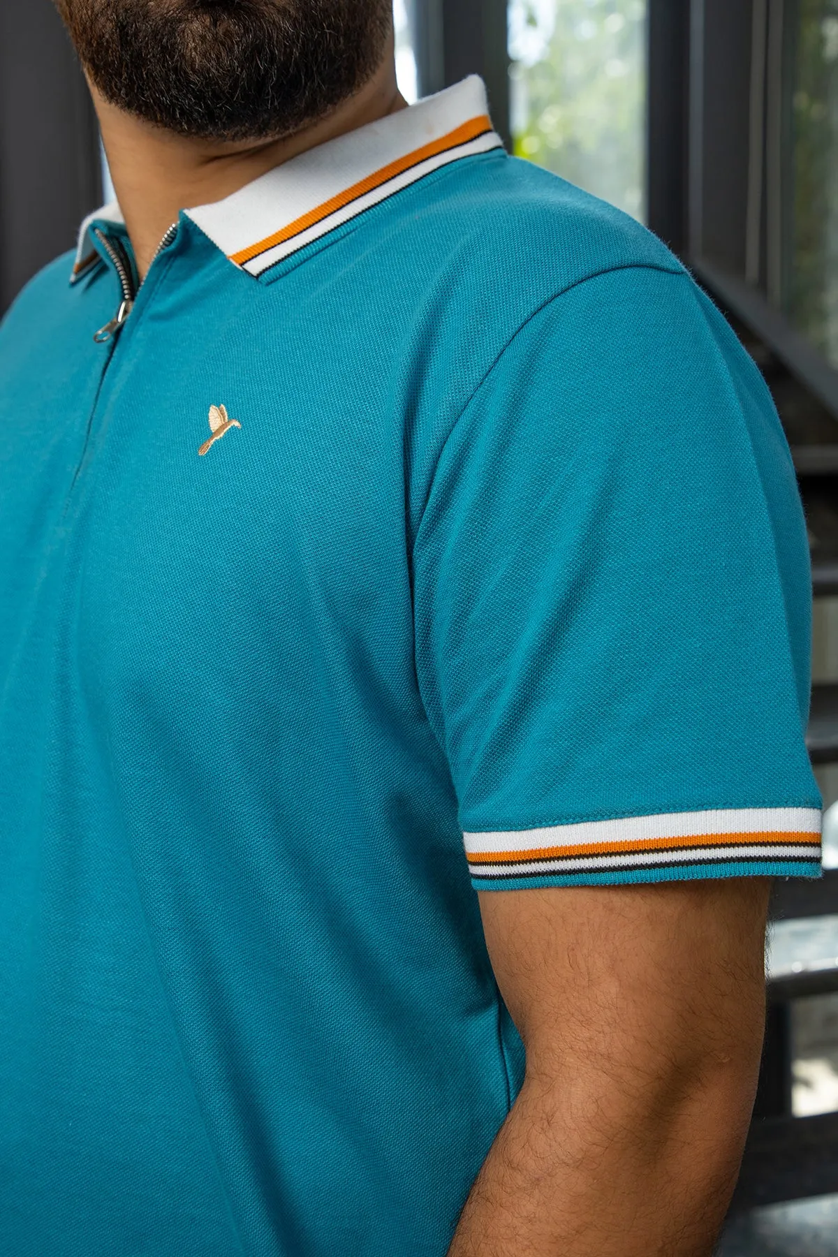 Saxony Blue Yarn Dyed Polo Shirt (Plus size) - A24 - MP0260P